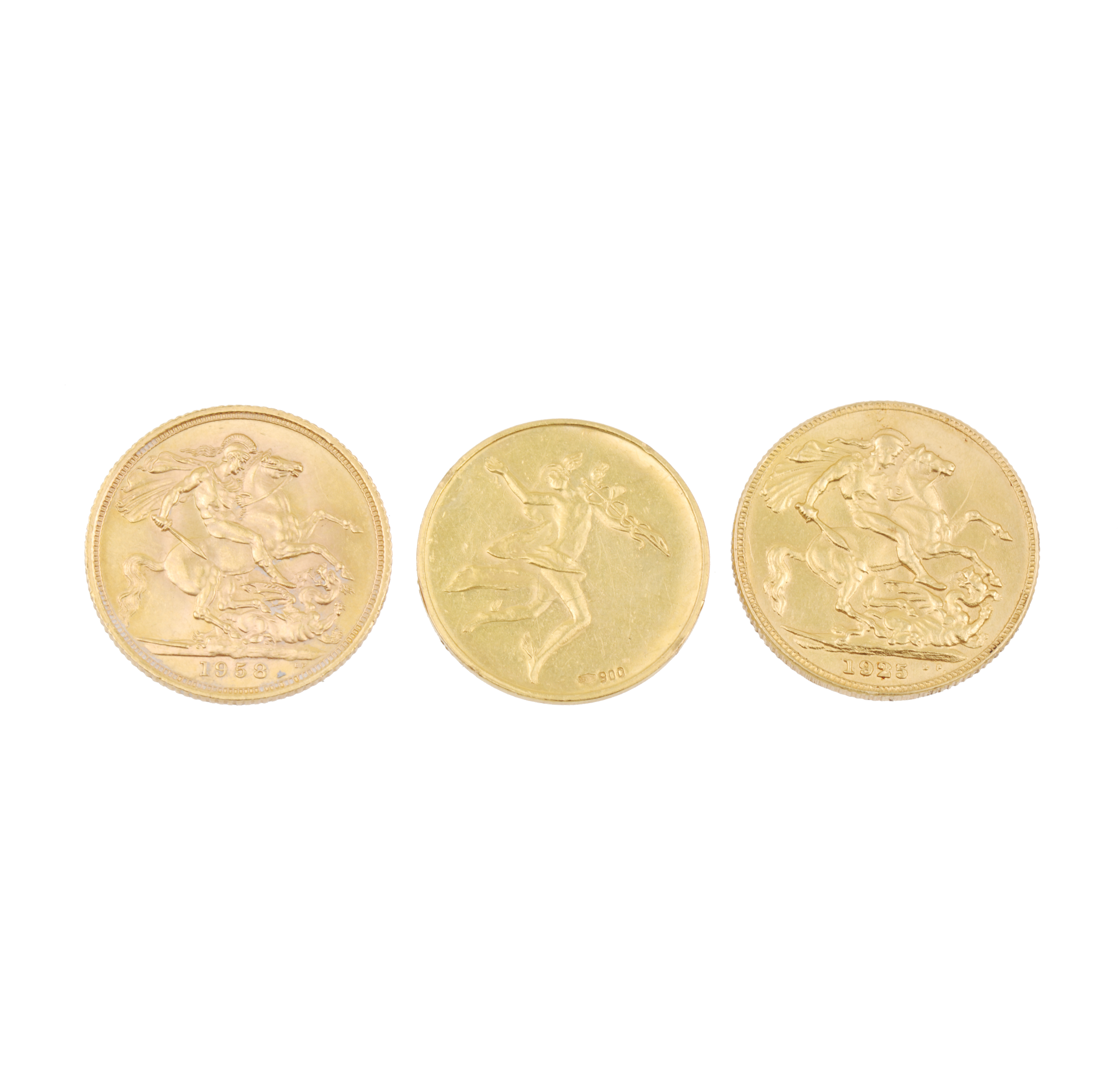 TRES MONEDAS EN ORO.