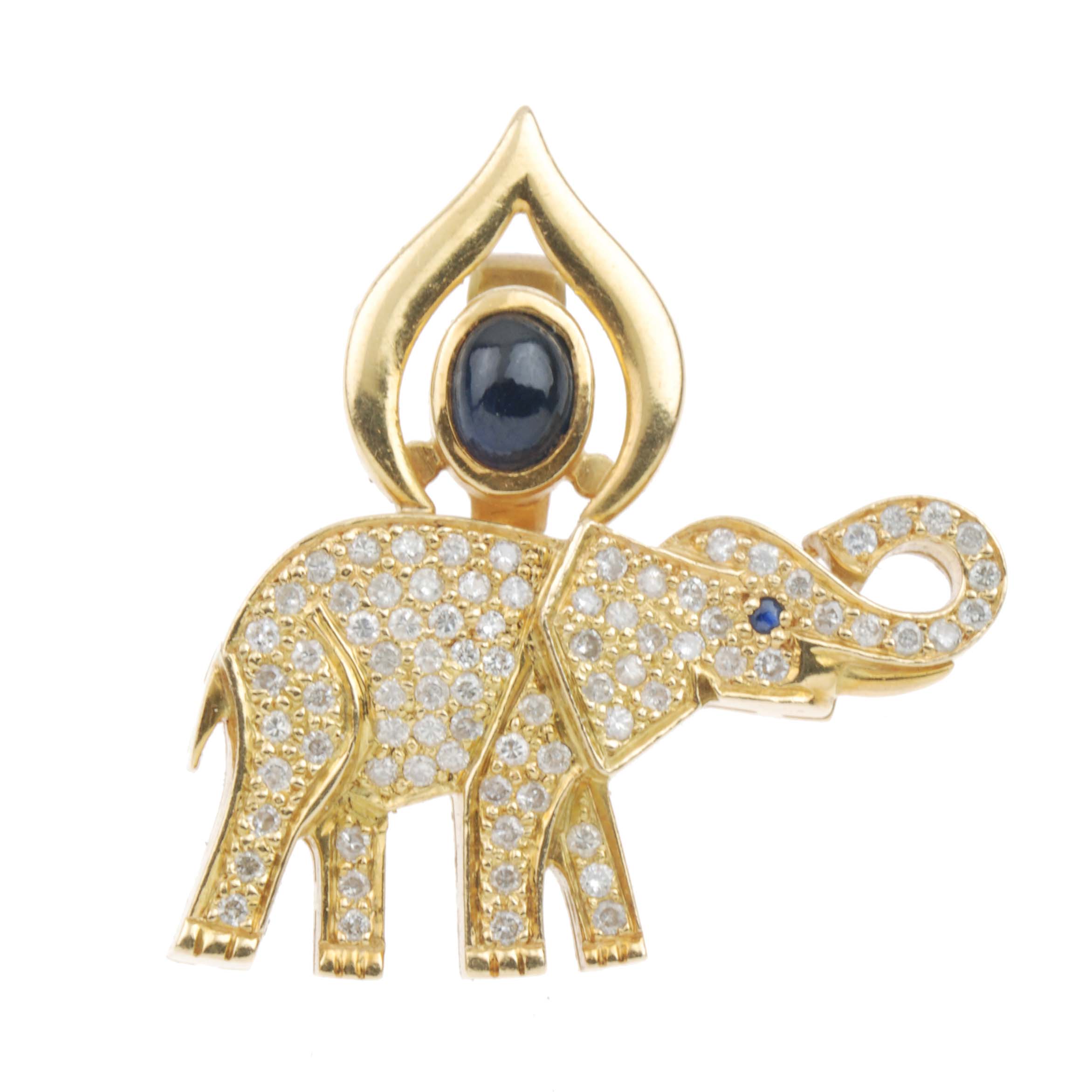 COLGANTE ELEFANTE EN ORO Y DIAMANTES.