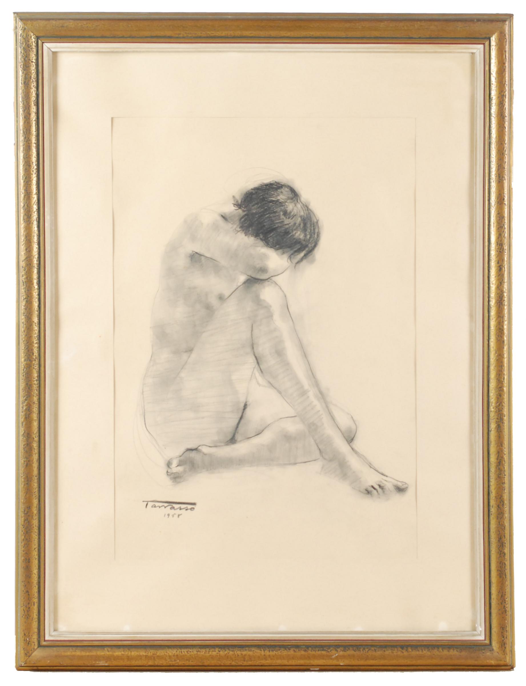 CASIMIR MARTINEZ TARRASSO (1898-1980), Desnudo, Carboncillo