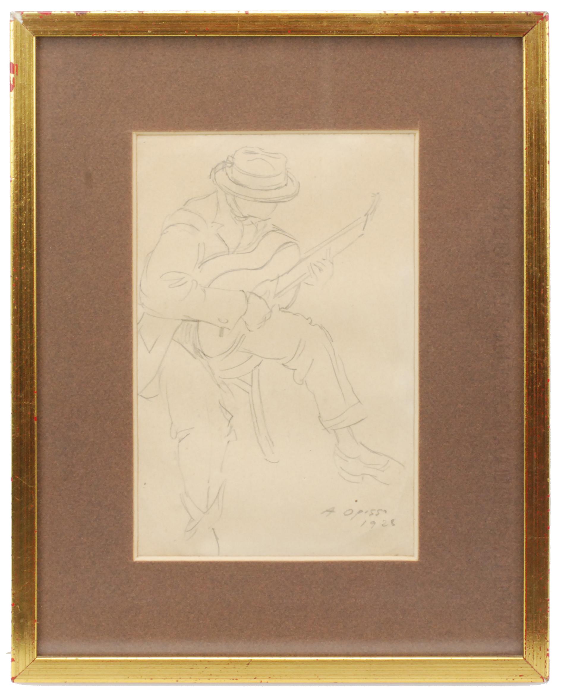 ALFRED OPISSO CARDONA (1907-1980), Guitarrista, Dibujo a lá