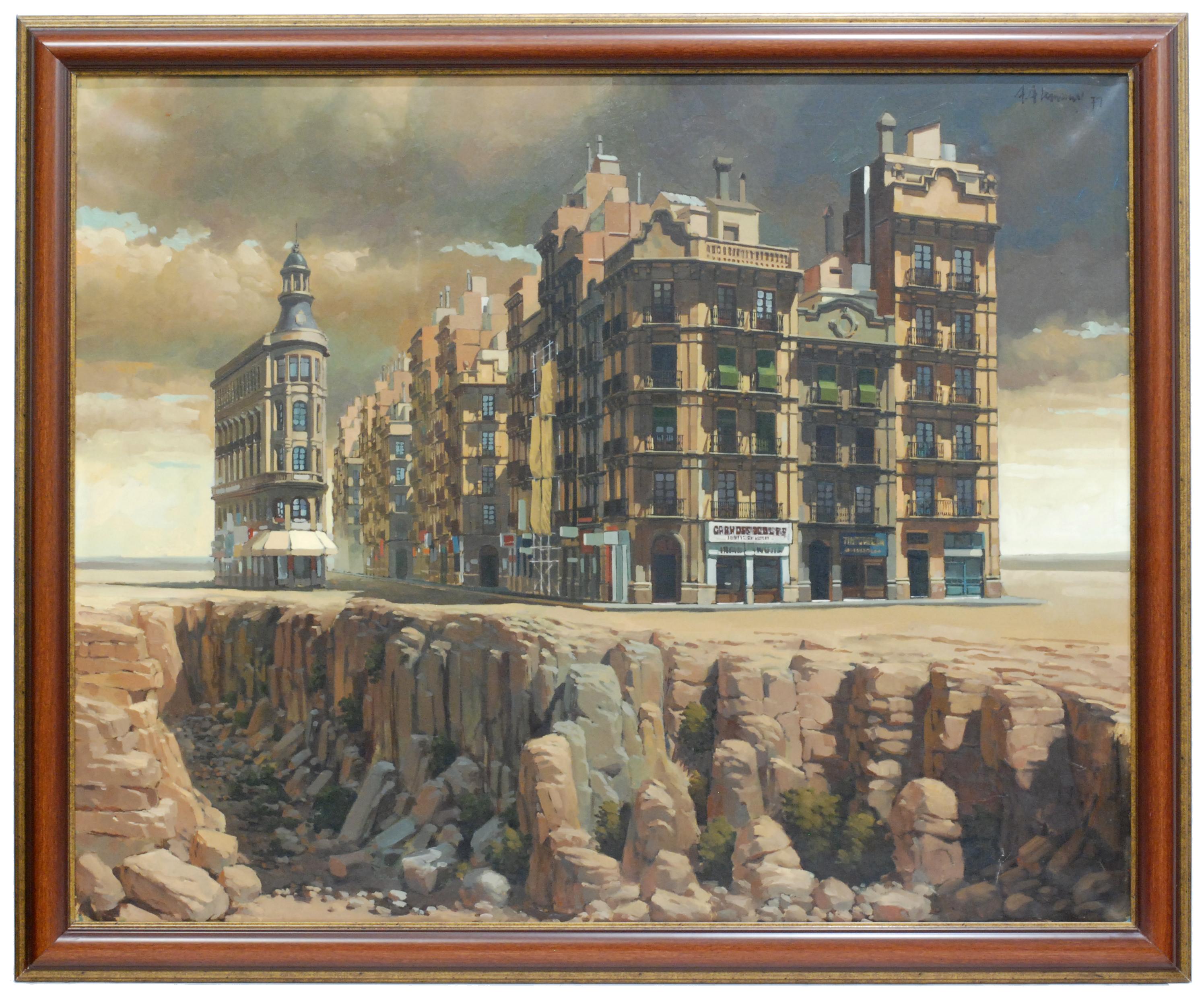 ARNAU ALEMANY (1948), Vista urbana, Óleo sobre lienzo