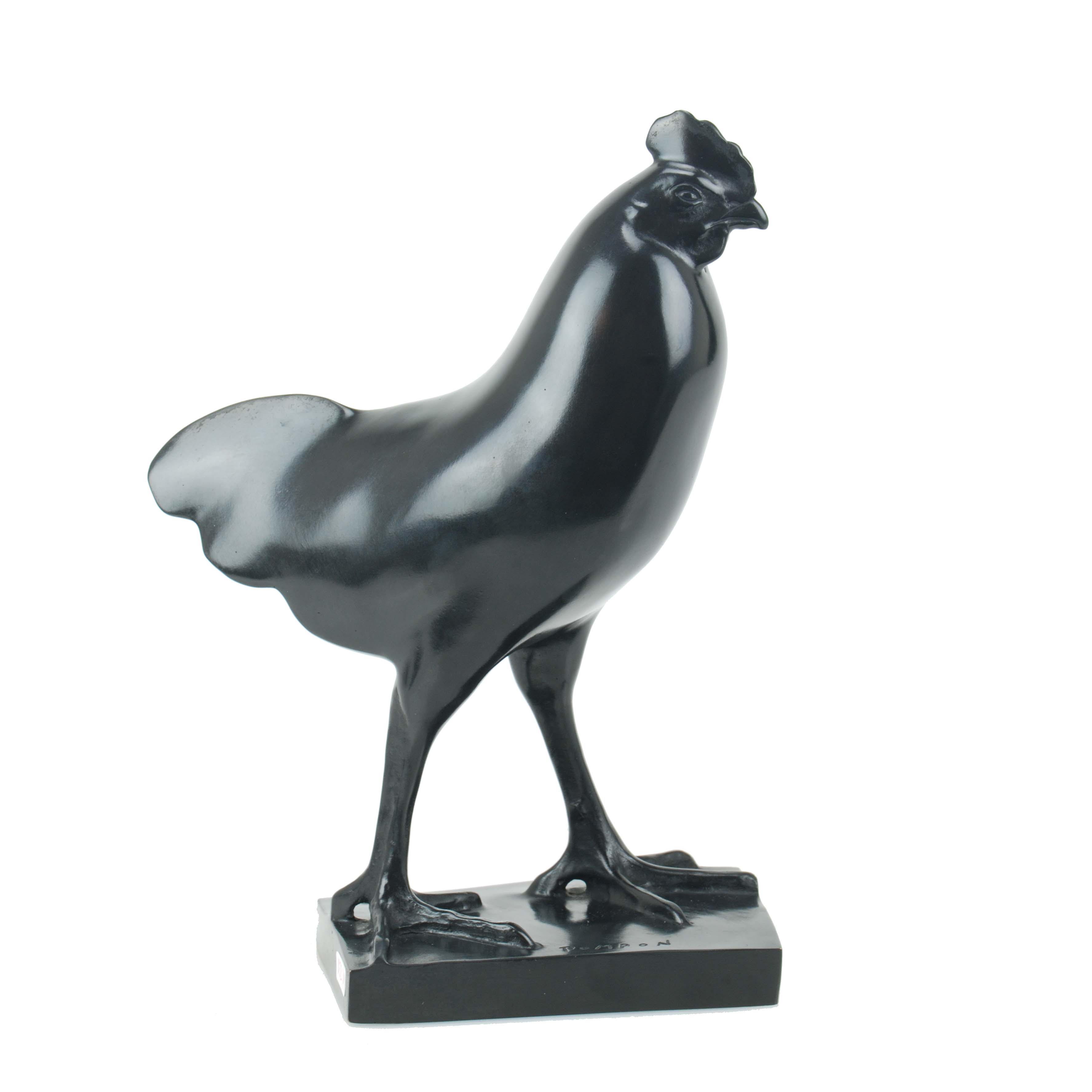 FRANÇOIS POMPON (1855-1933), "Coq"., Bronce de pátina negra