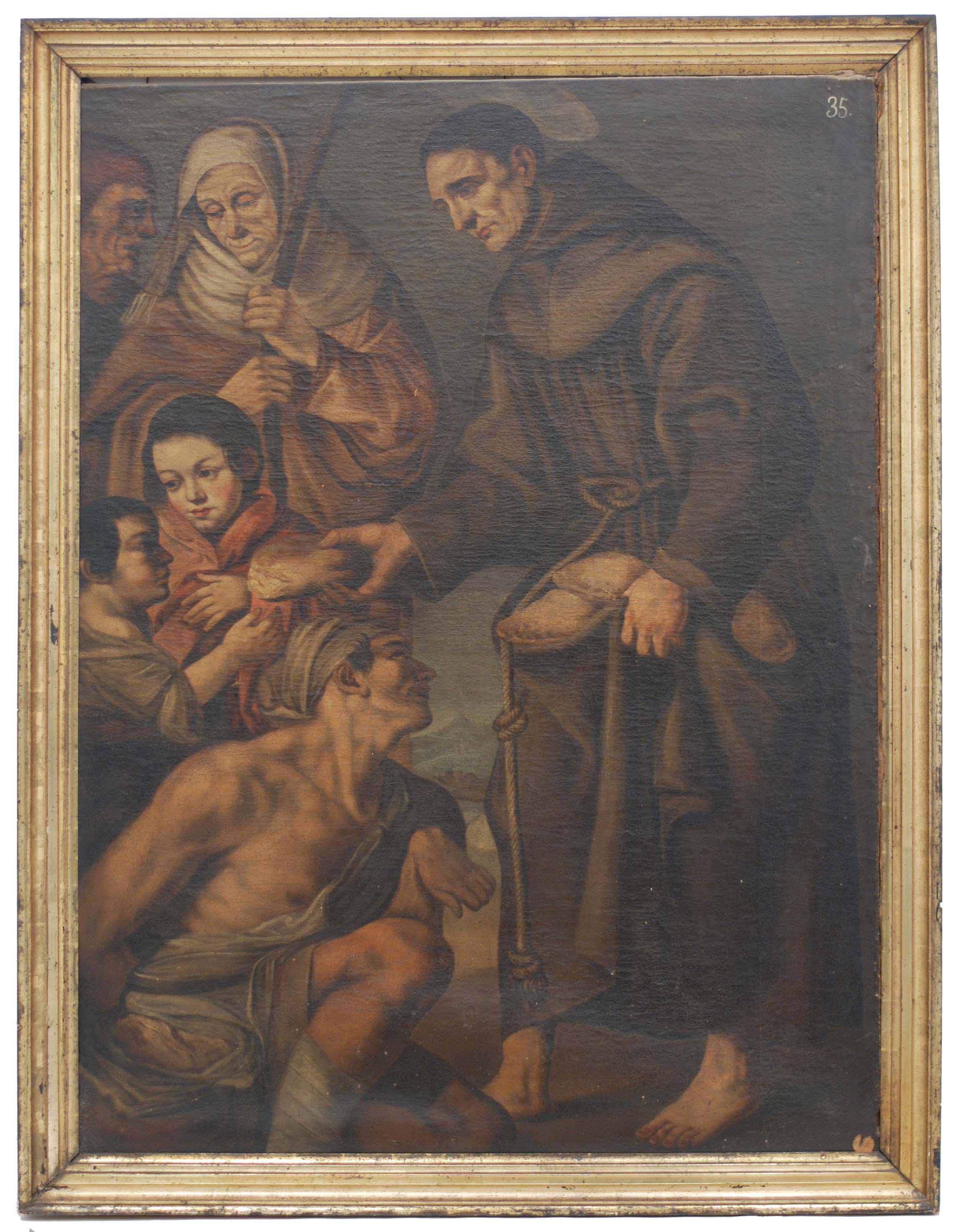 17TH. CENTURY SPANISH SCHOOL. "SAINT ANTHONY OF PADUA WITH 