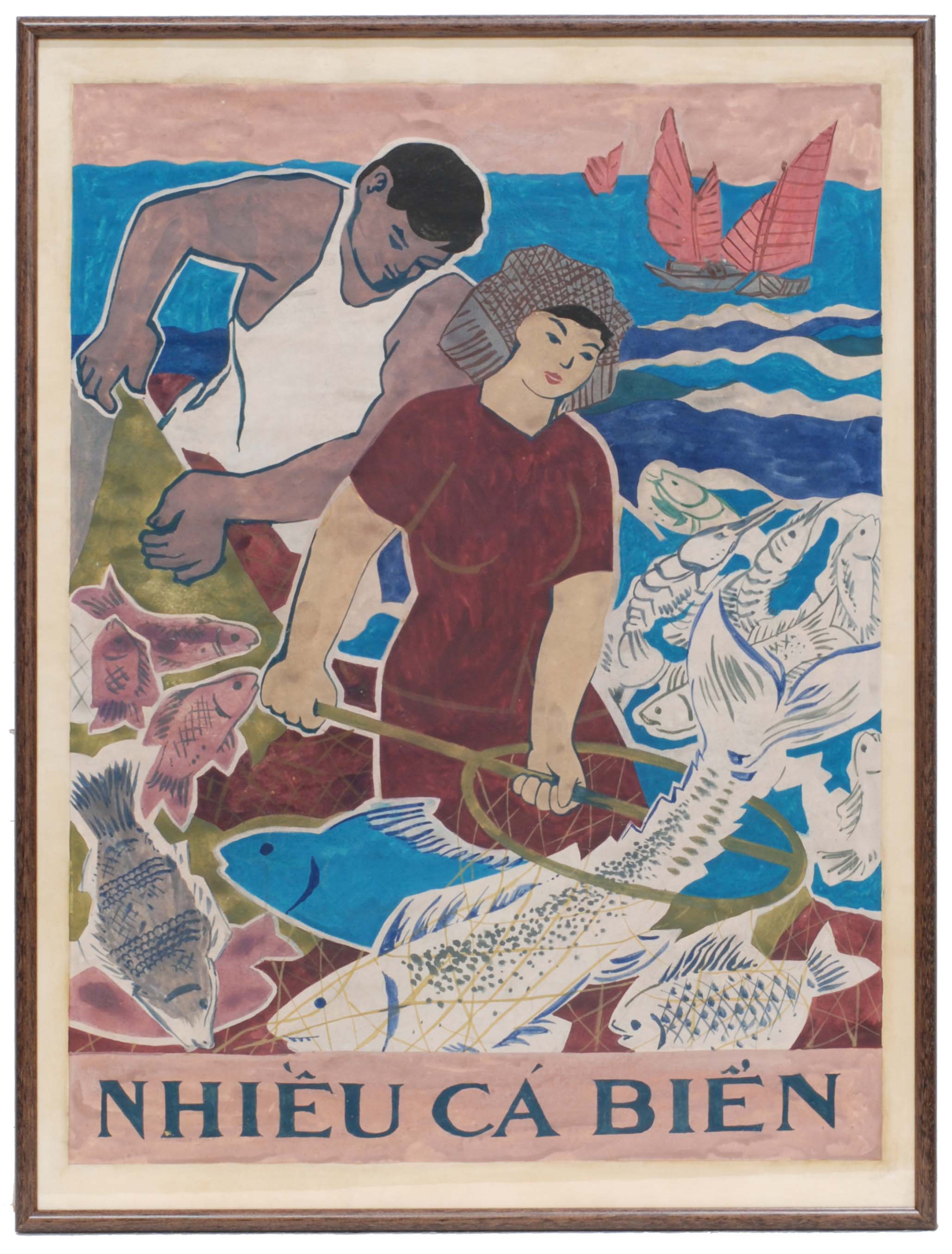 VIETNAMESE REVOLUCIONARY POSTER. "Ocean Fish".