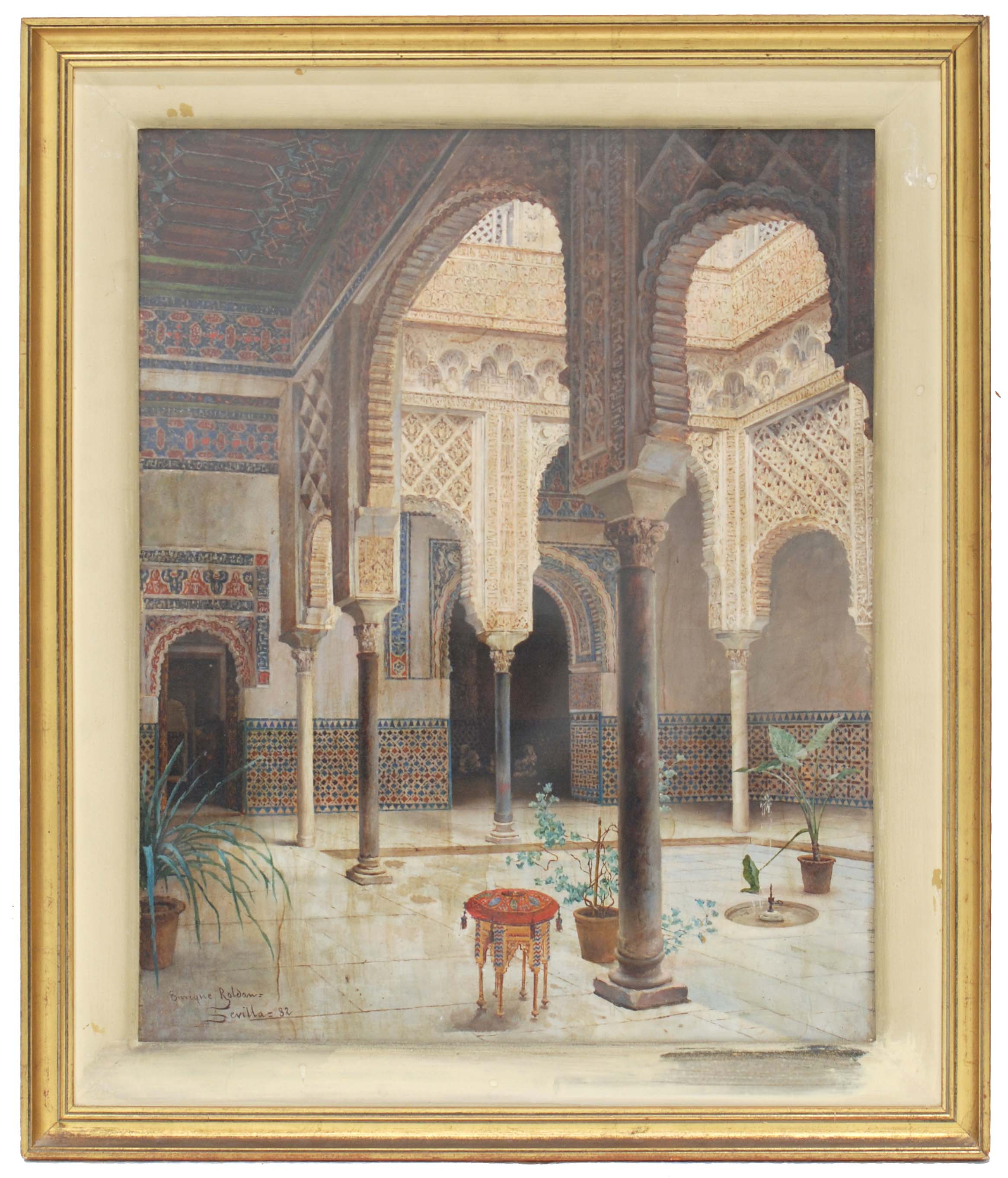 ENRIQUE ROLDÁN (XIX-XX)., "Patio del Alcazar de Sevilla".