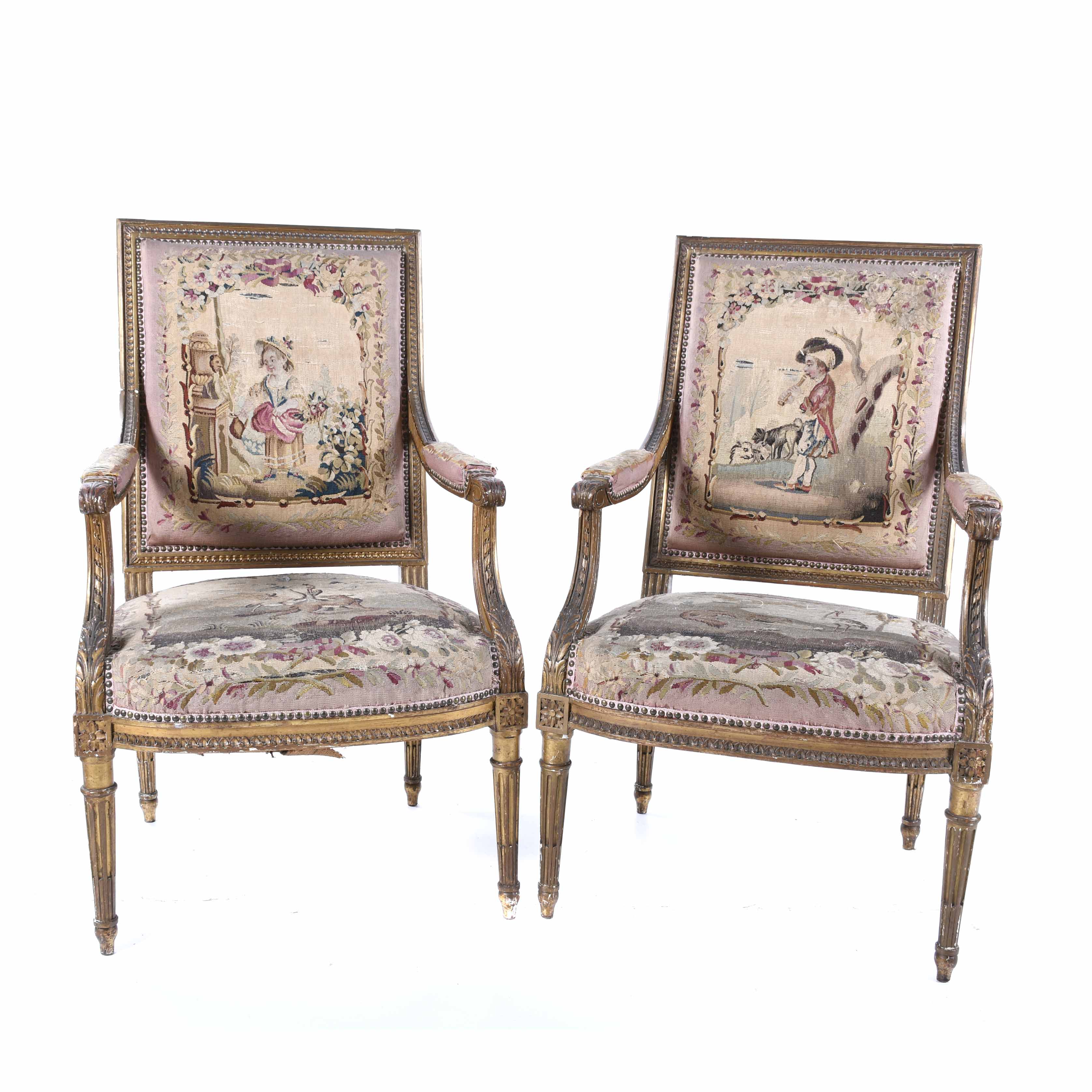 PAIR OF FRENCH LOUIS XVI STYLE ARMCHAIRS, SECOND HALF OF TH