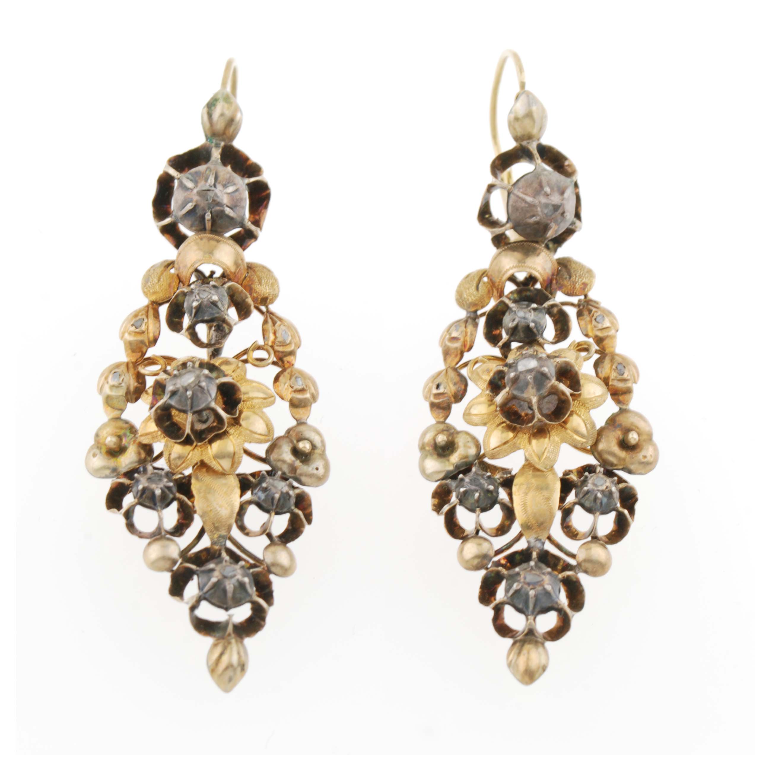 LONG SPANISH EARRINGS, CIRCA 1833-1868