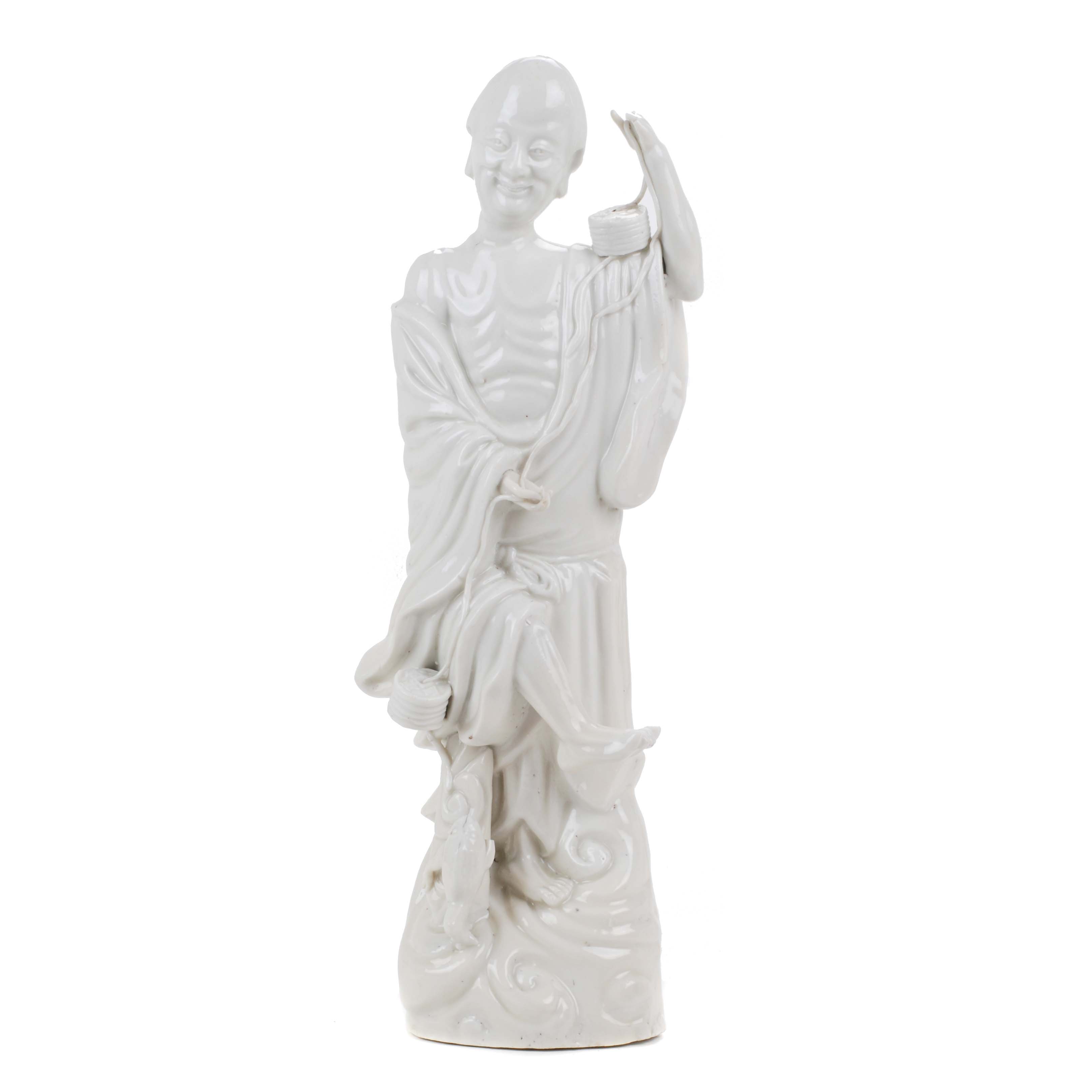 CHINESE PORCELAIN BLANC DE CHINE, DEHUA STATUE OF IMMORTAL