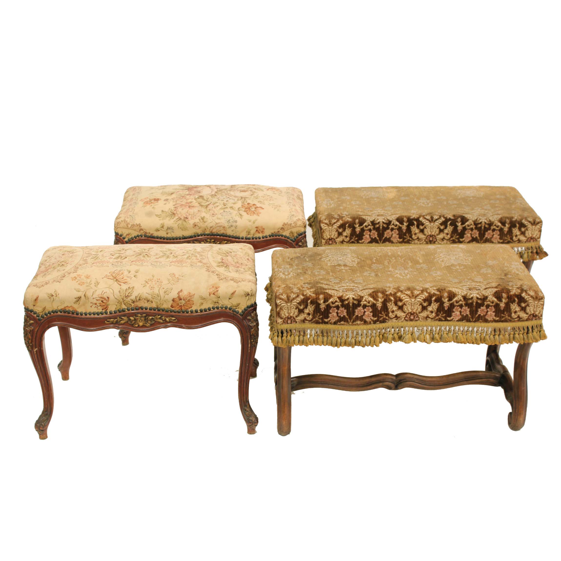 TWO PAIRS OF BENCHES, 19TH-20TH CENTURY