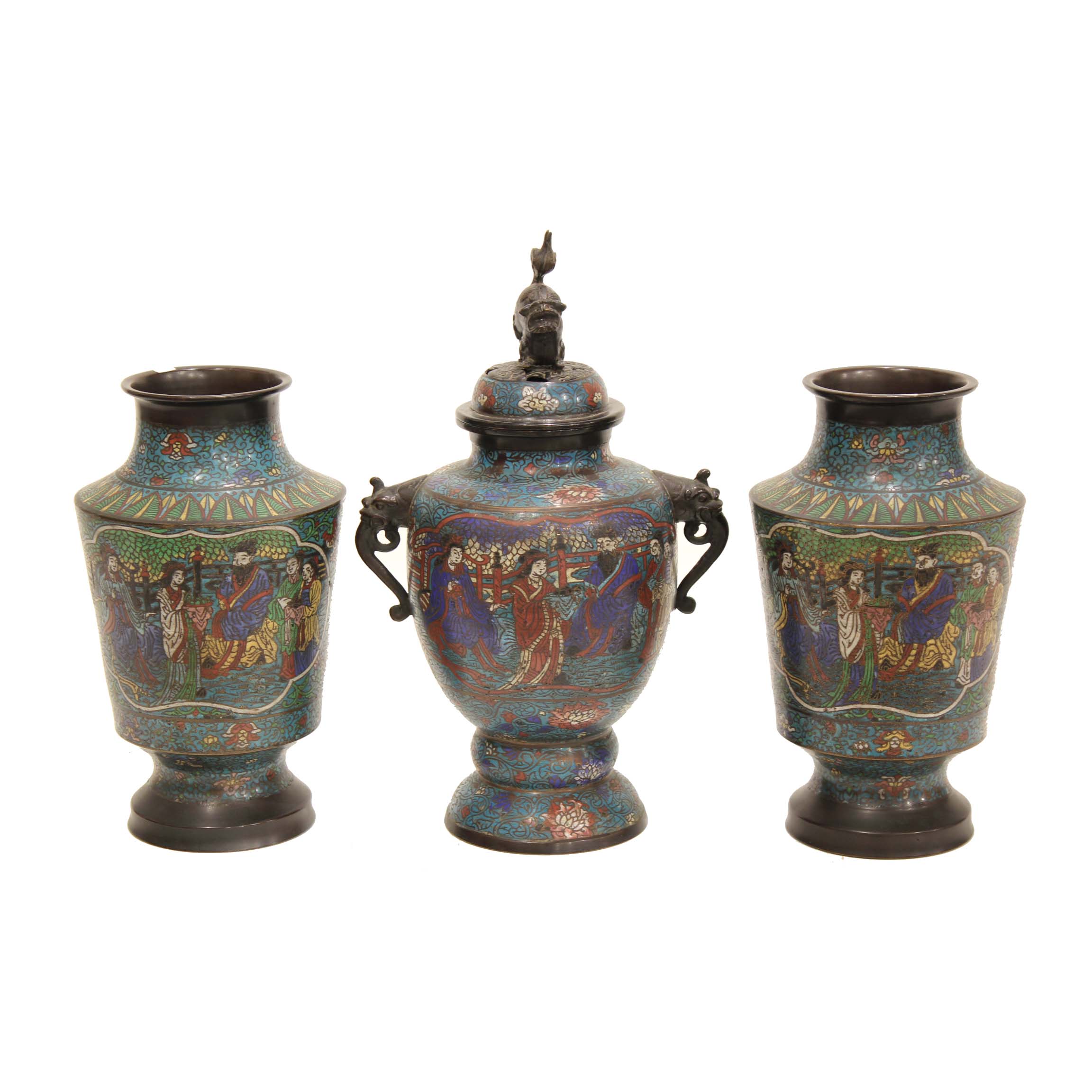 LOT OF 2 JAPANESE VASES AND URN, 20TH CENTURY