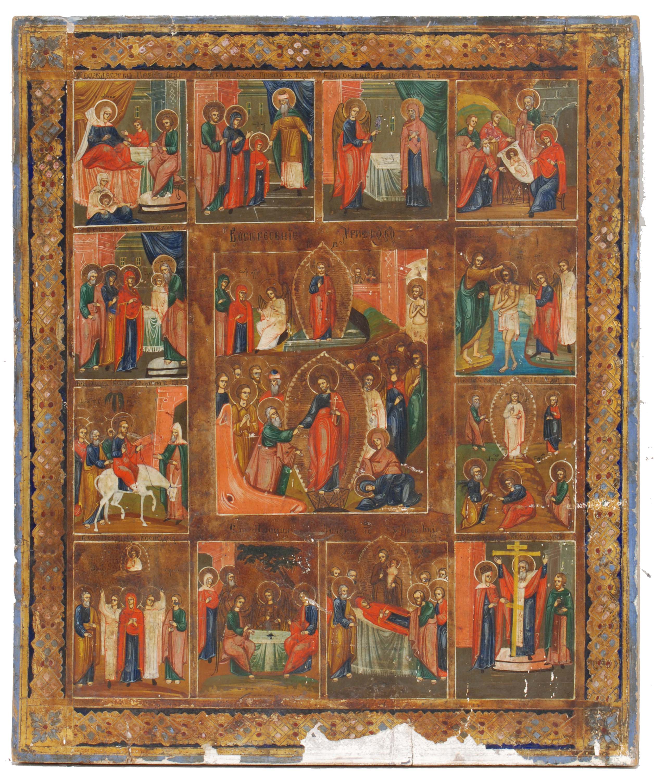 19TH CENTURY RUSSIAN SCHOOL. ICON  "Scenes of the life of t