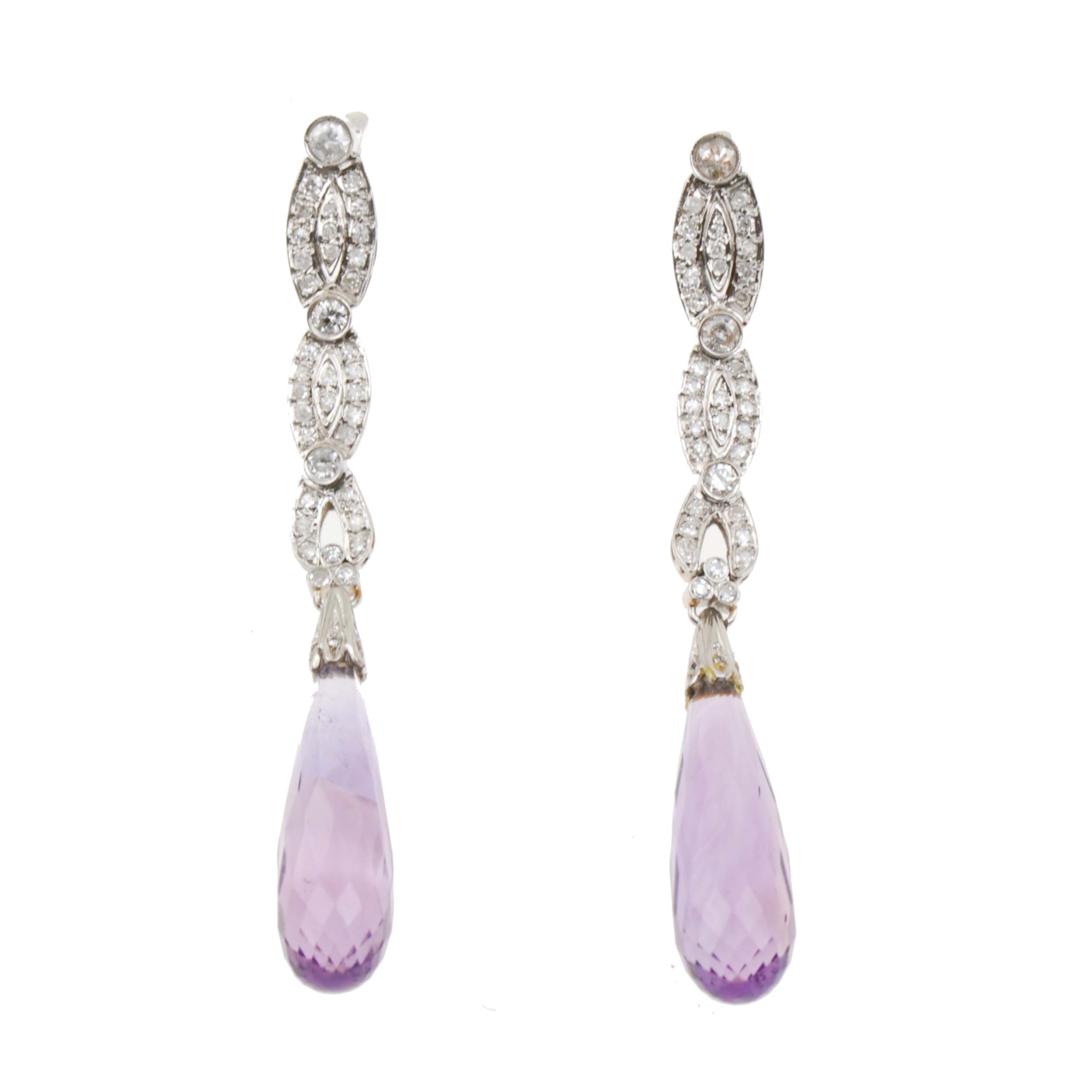 LONG AMETHYST EARRINGS. 