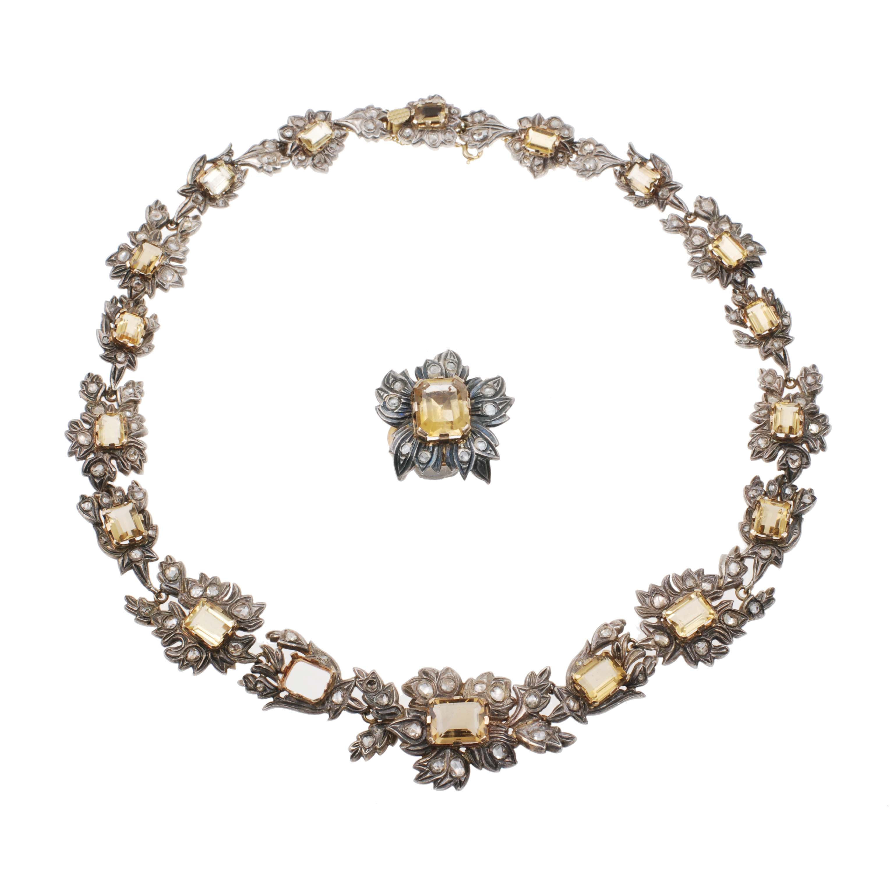 SPANISH NECKLACE AND RING, MID-19TH CENTURY