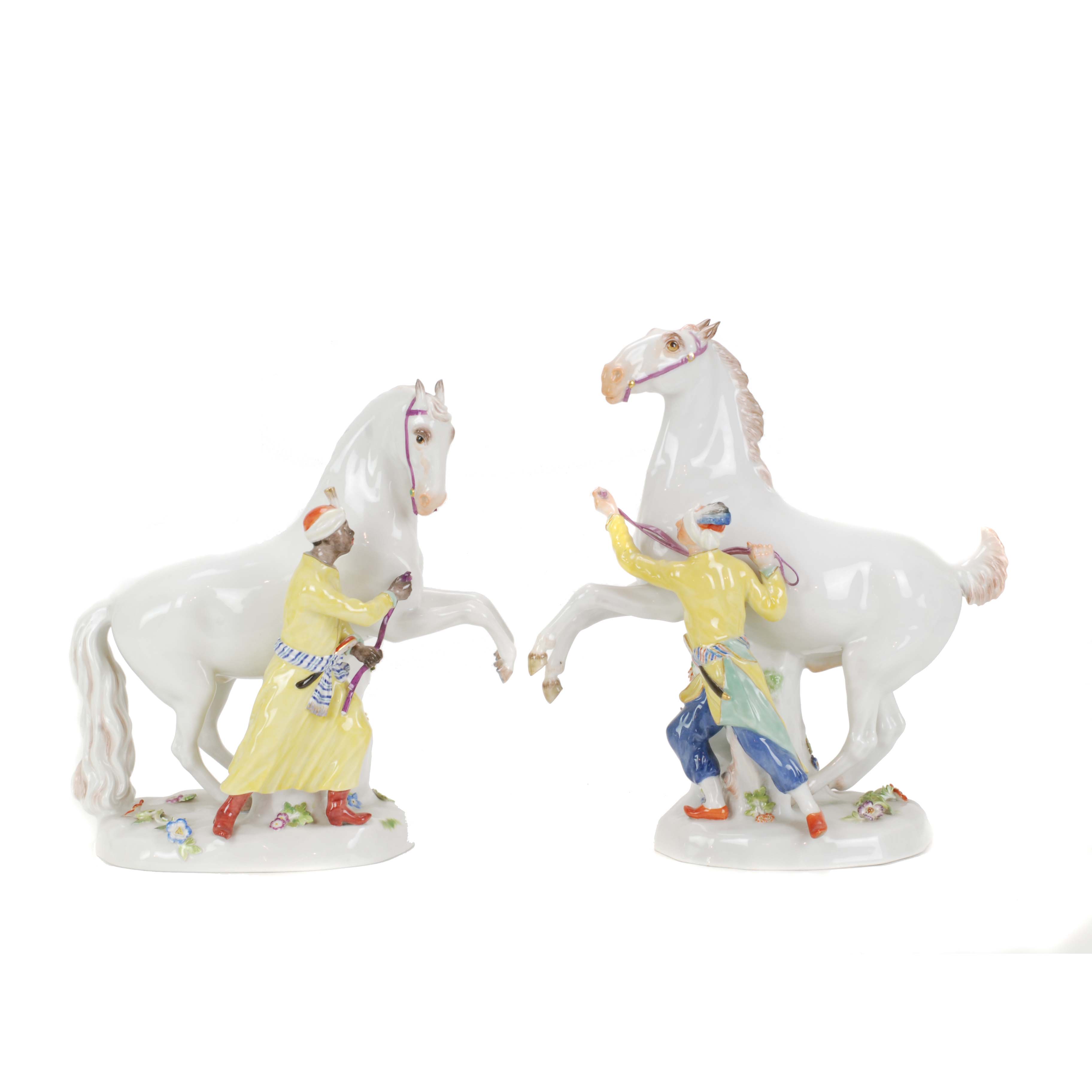 MEISSEN. PAREJA DE CABALLOS, MED. SIGLO XX.