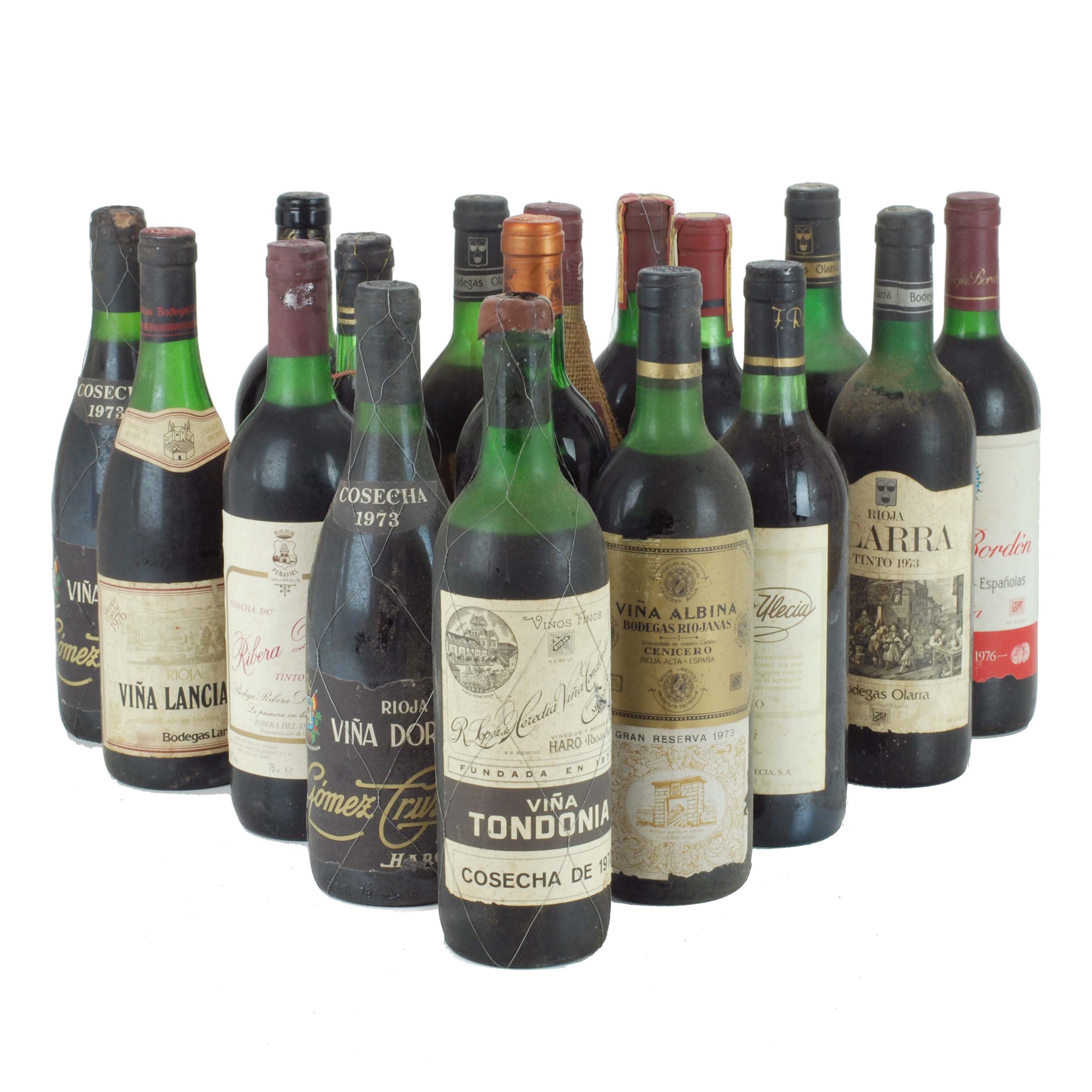 LOTE DE DIECISIETE BOTELLAS DE VINO TINTO.