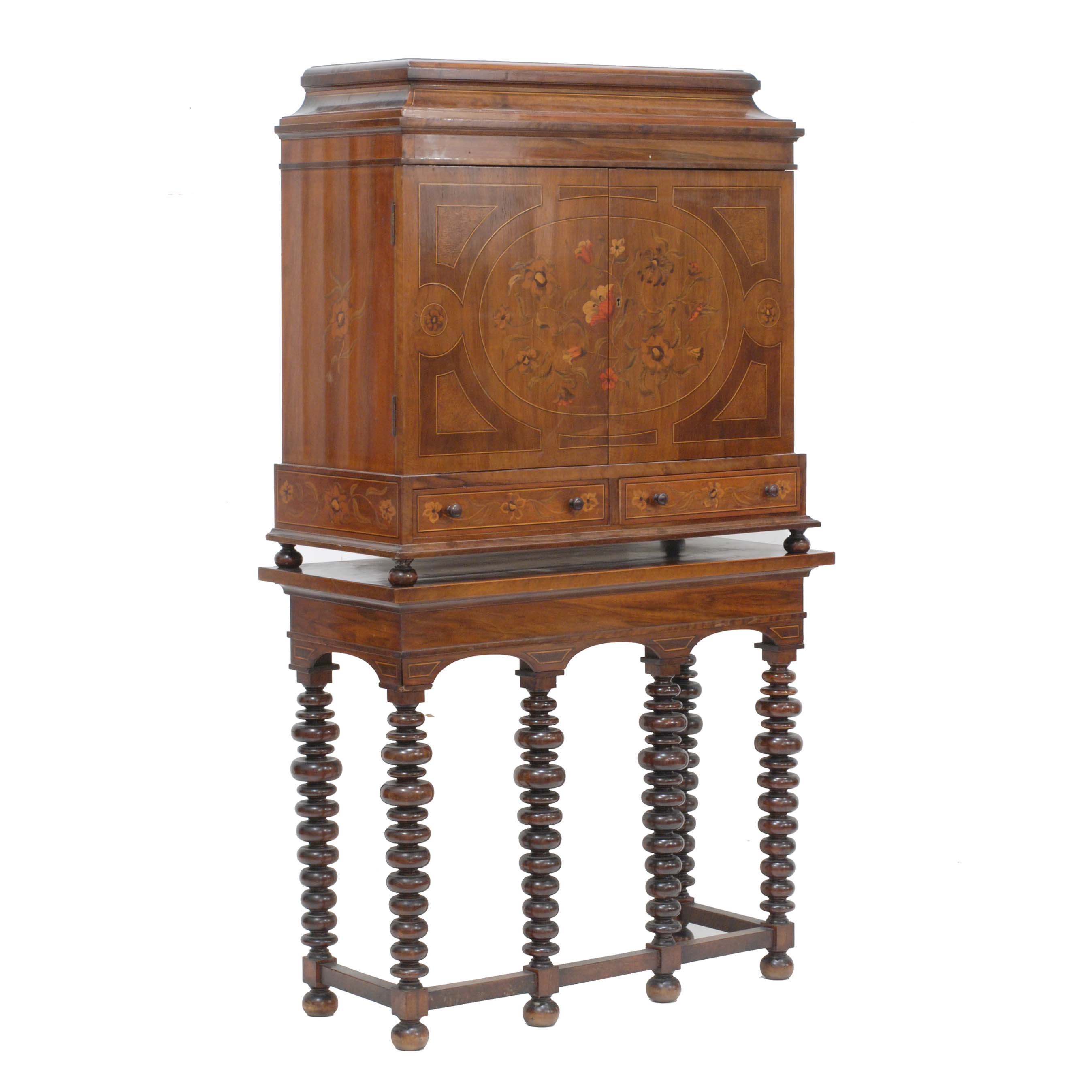 SPANISH CABINET WITH TABLE, C20th.