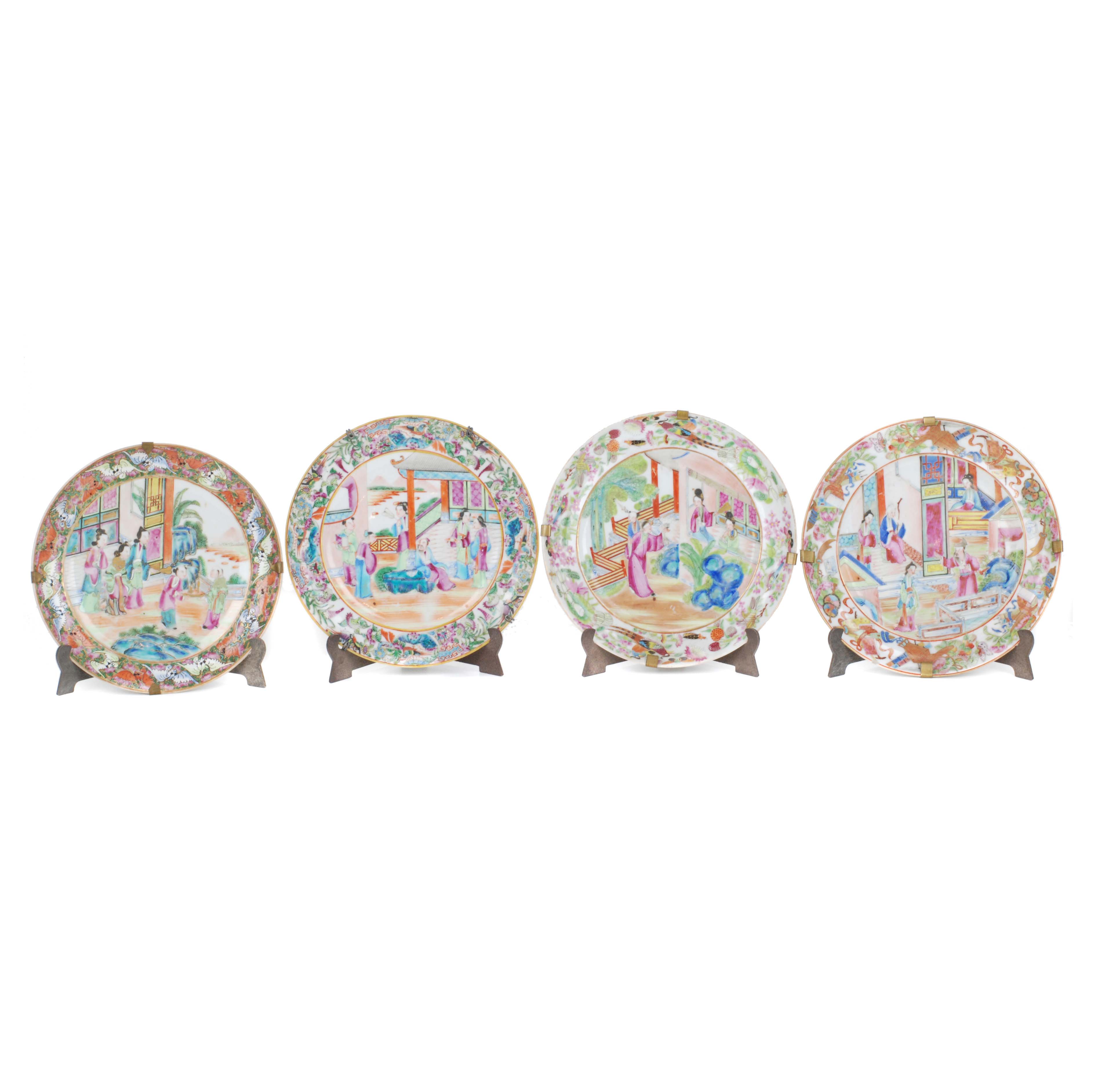 FOUR CHINESE PLATES, C19th.