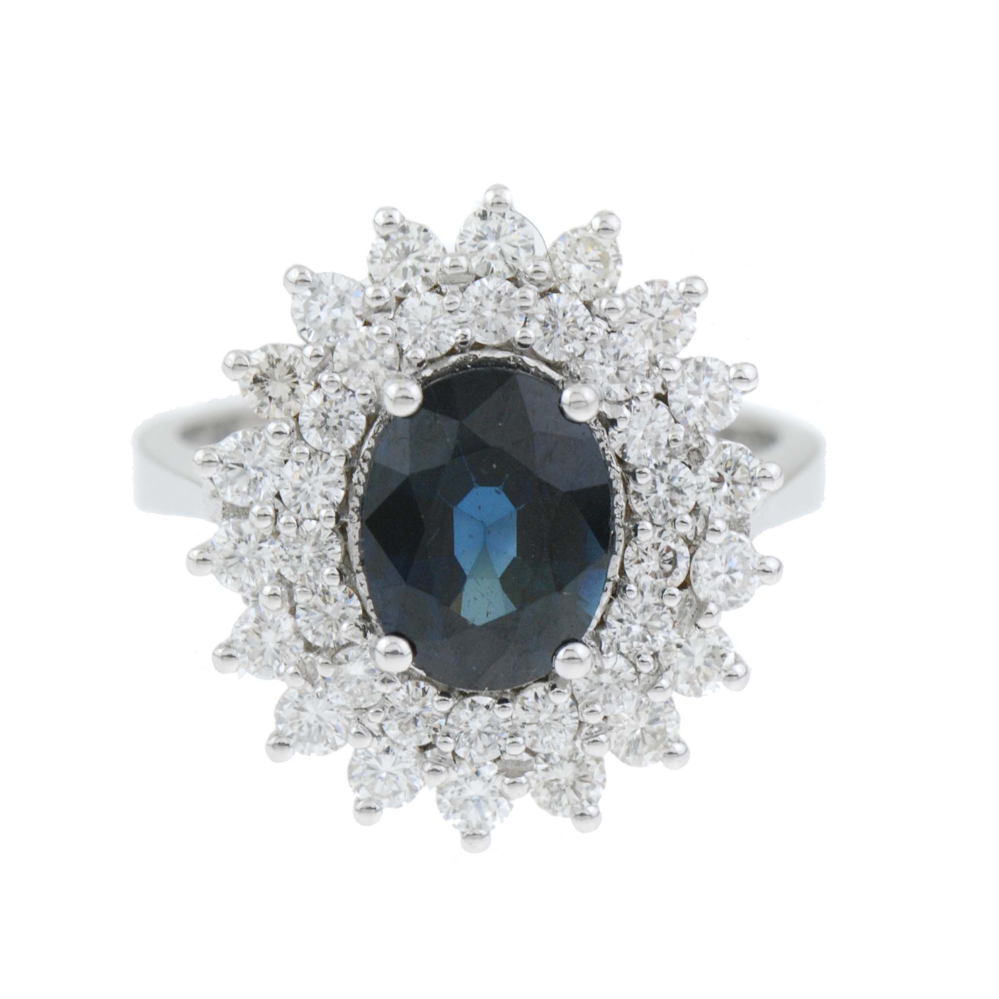 DIAMOND AND SAPPHIRE ROSETTE RING