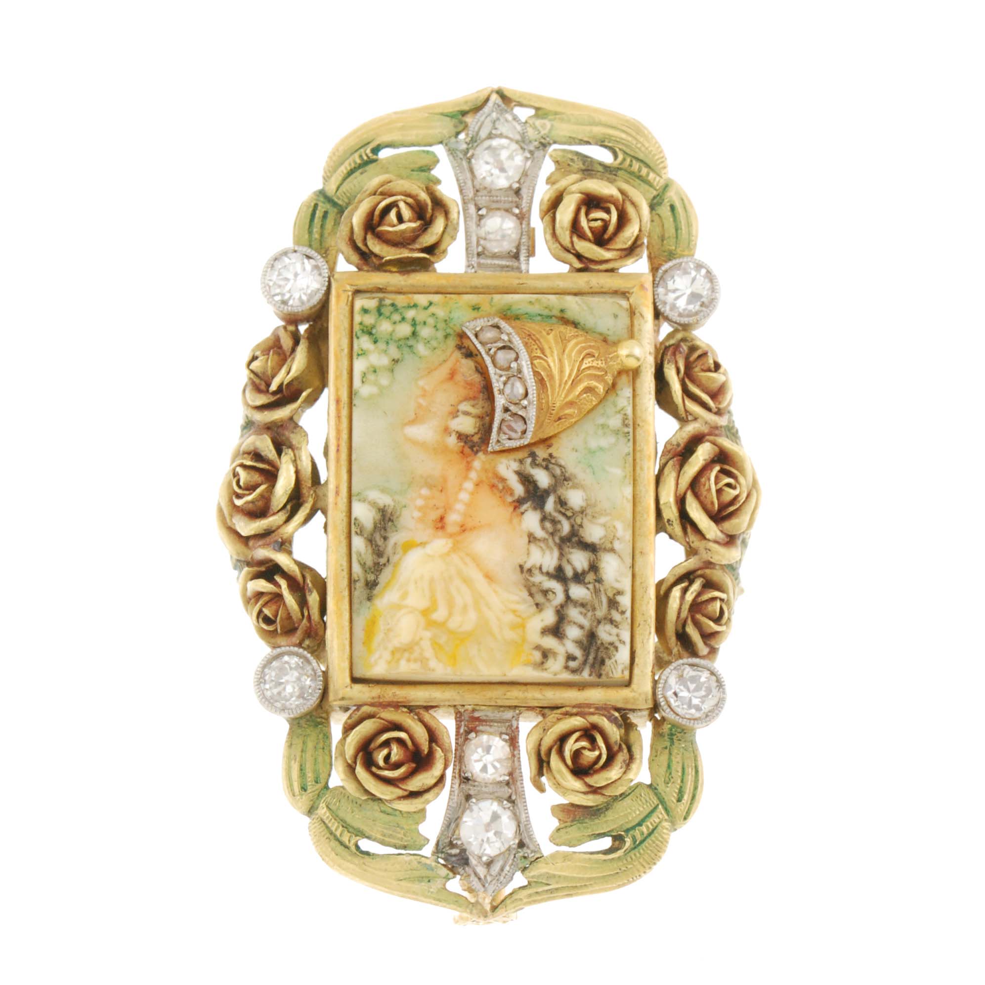 ATTRIBUTED TO R. FUSET I GRAU. "NOUCENTISTA" BROOCH-PENDANT