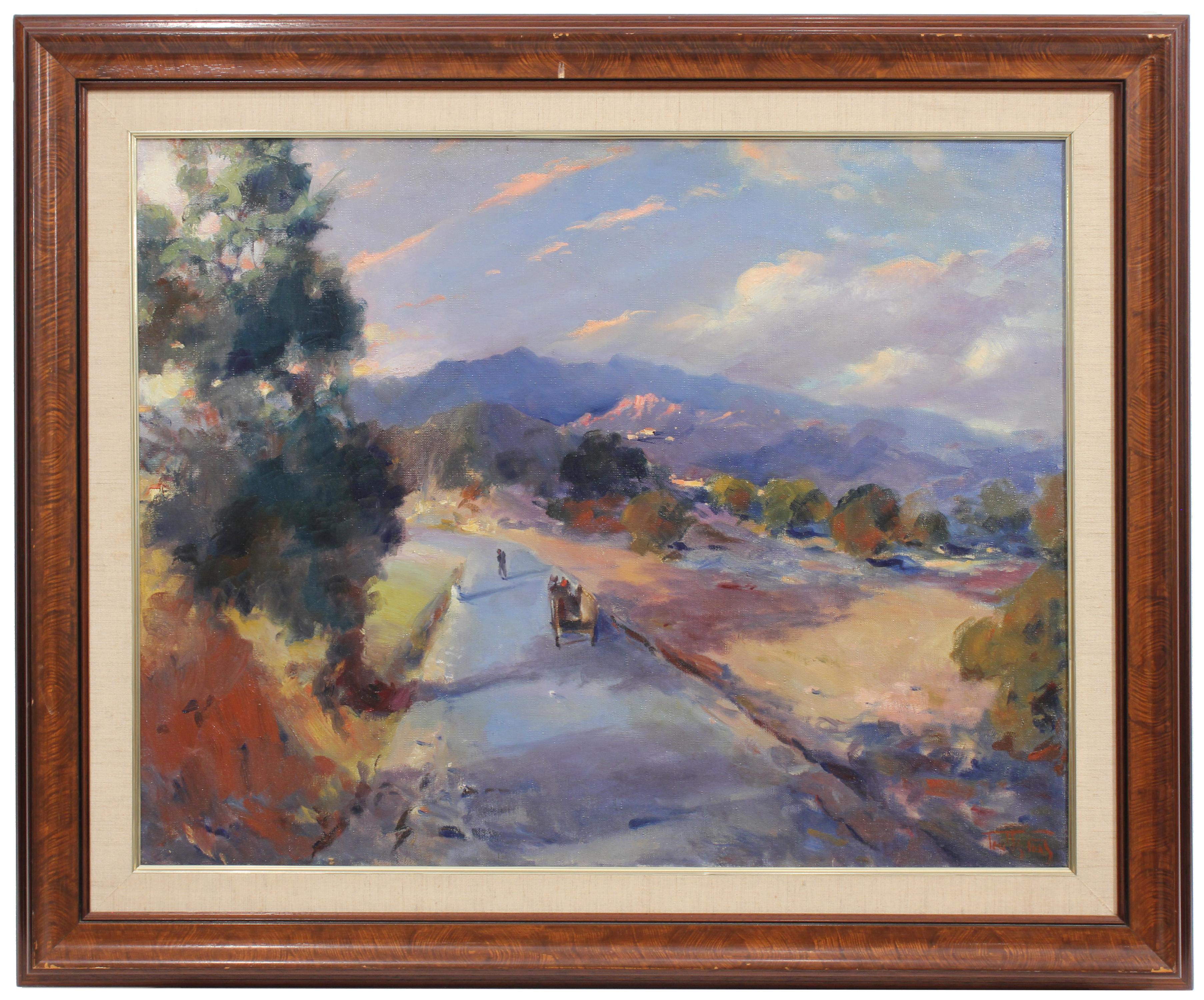 FRANCISCO PONS ARNAU (1886-1965). "PAISAJE CON CARRO".