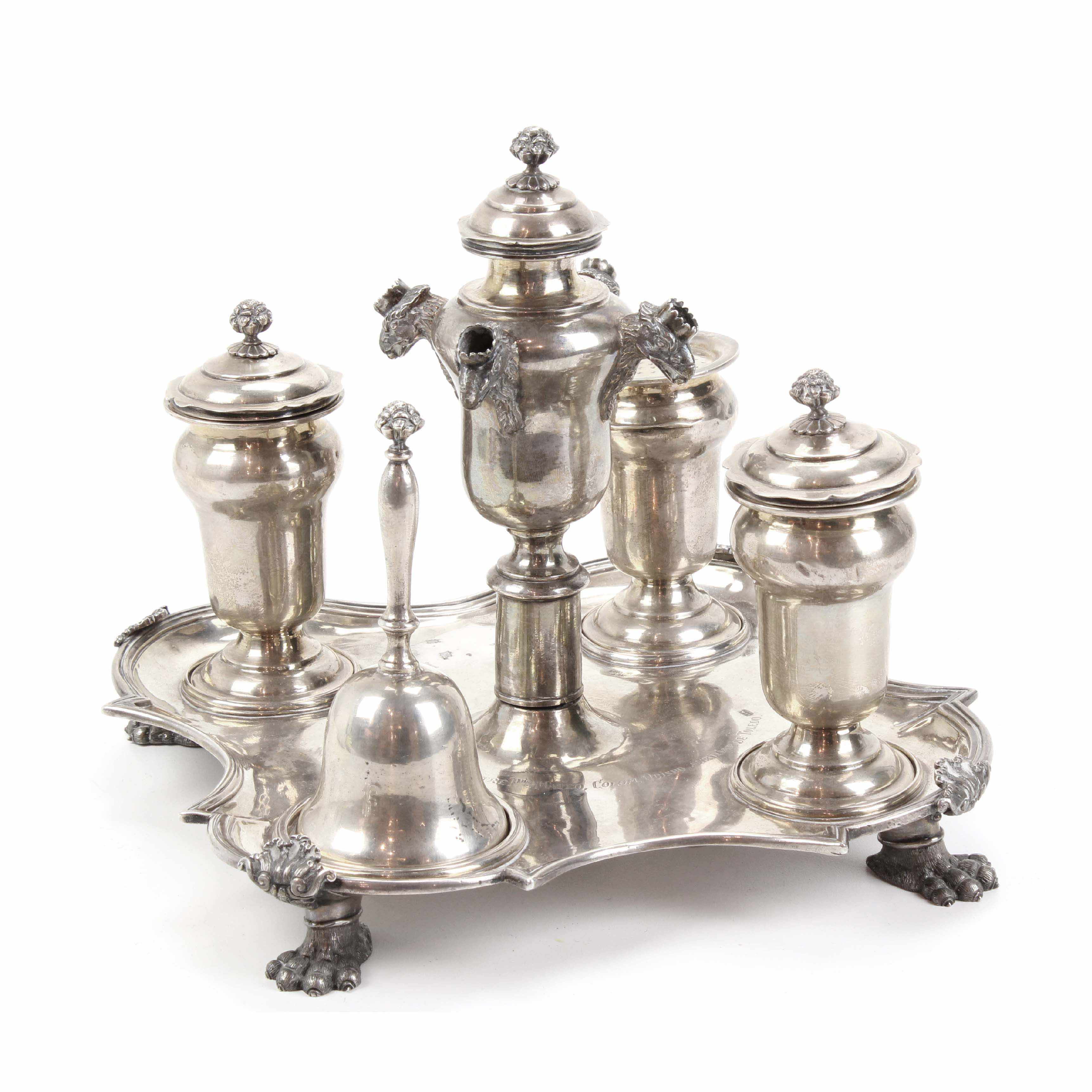 MAJORCAN SILVER DESK SET, 20TH CENTURY.