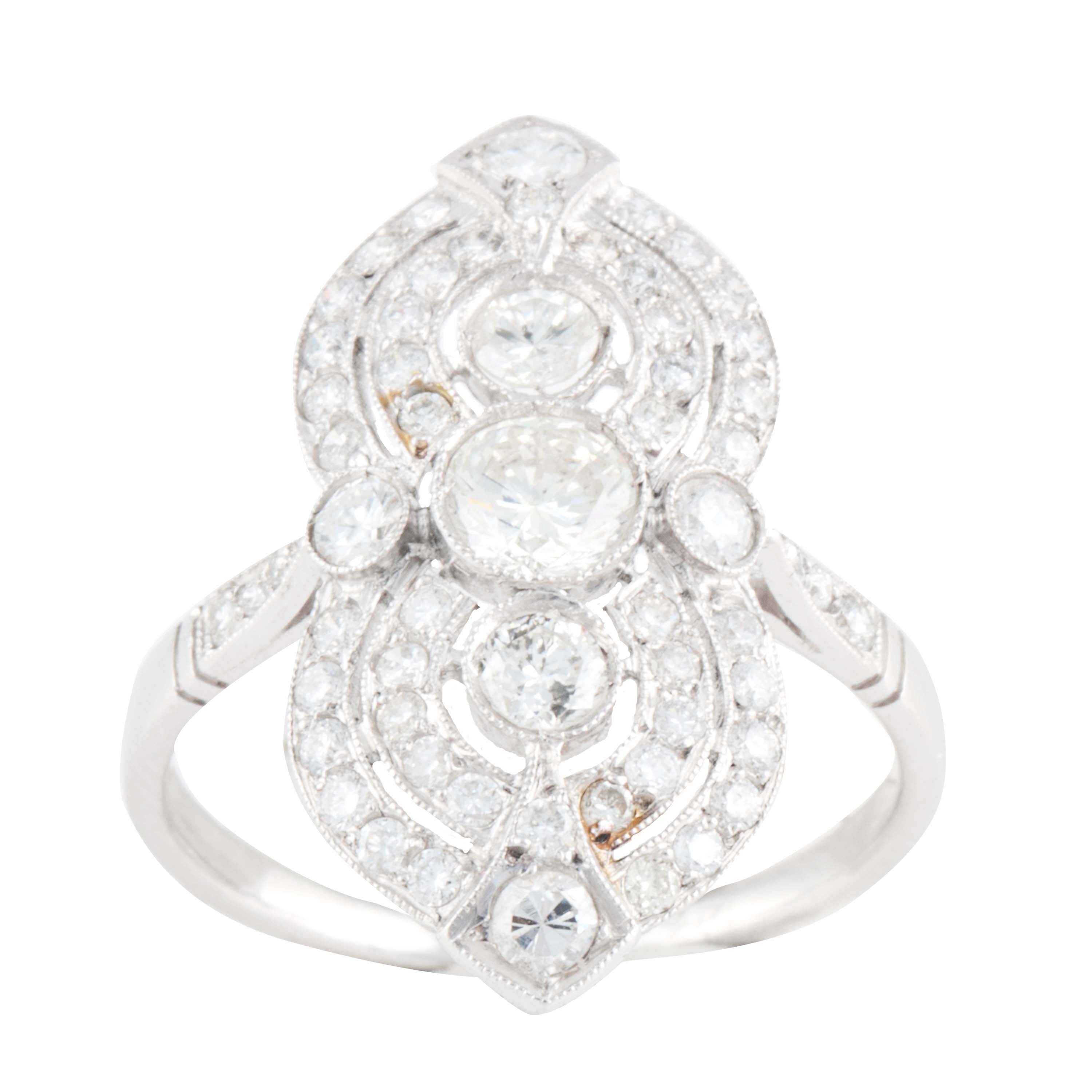 BELLE ÉPOQUE STYLE DIAMOND SHUTTLE RING.