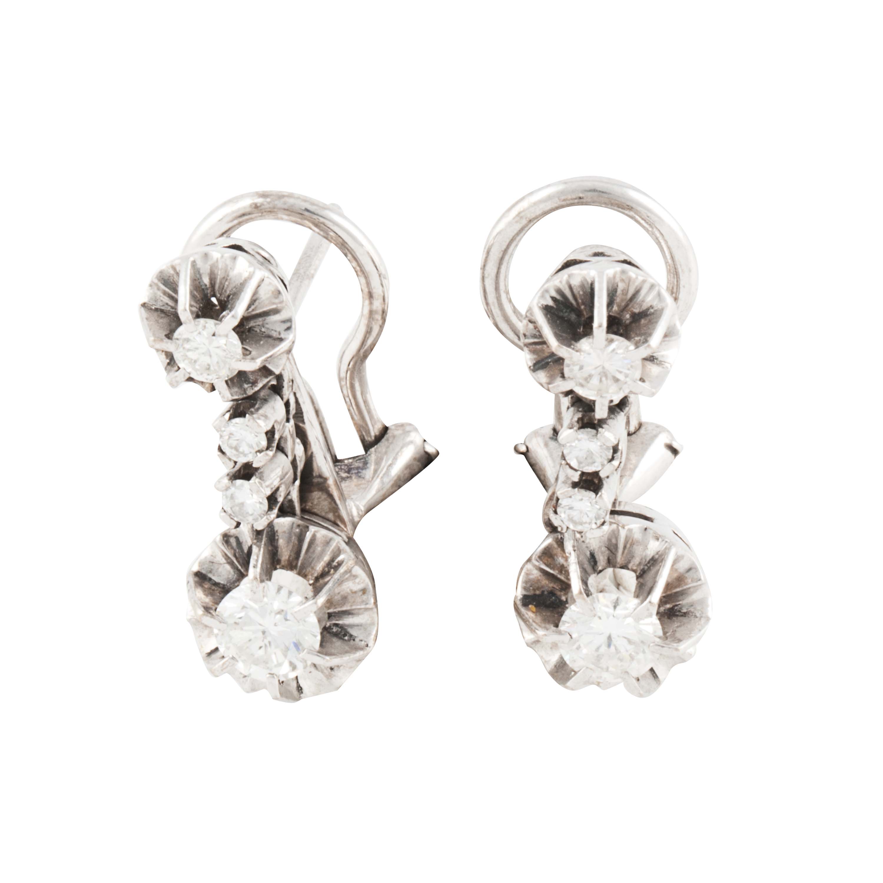 PENDIENTES EN ORO BLANCO Y DIAMANTES.