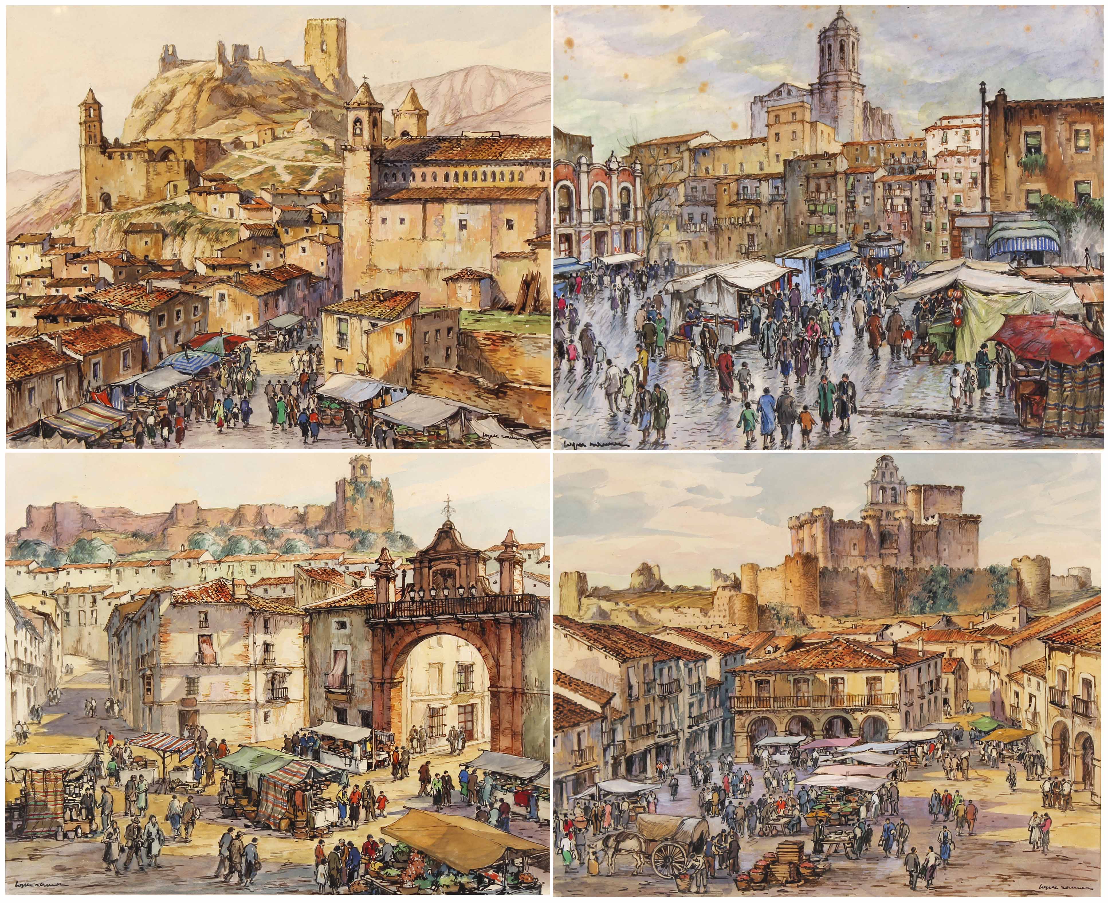 RAMÓN LÓPEZ MUÑOZ, "LÓPEZ RAMÓN" (1905-1985). "VIEWS OF SPA