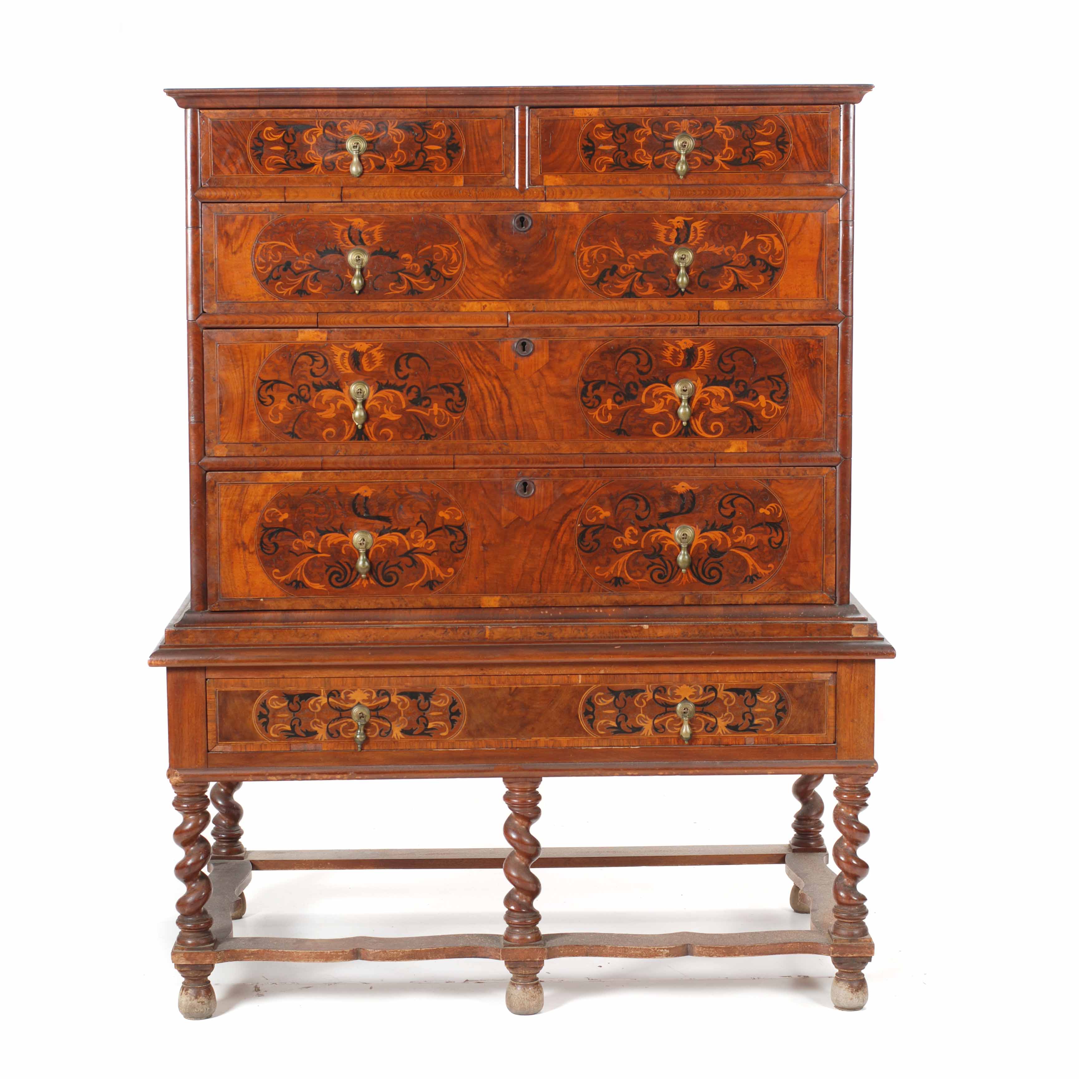 "HIGHBOY", ENGLISH HIGH CHEST OF DRAWERS, WILLIAM AND MARY