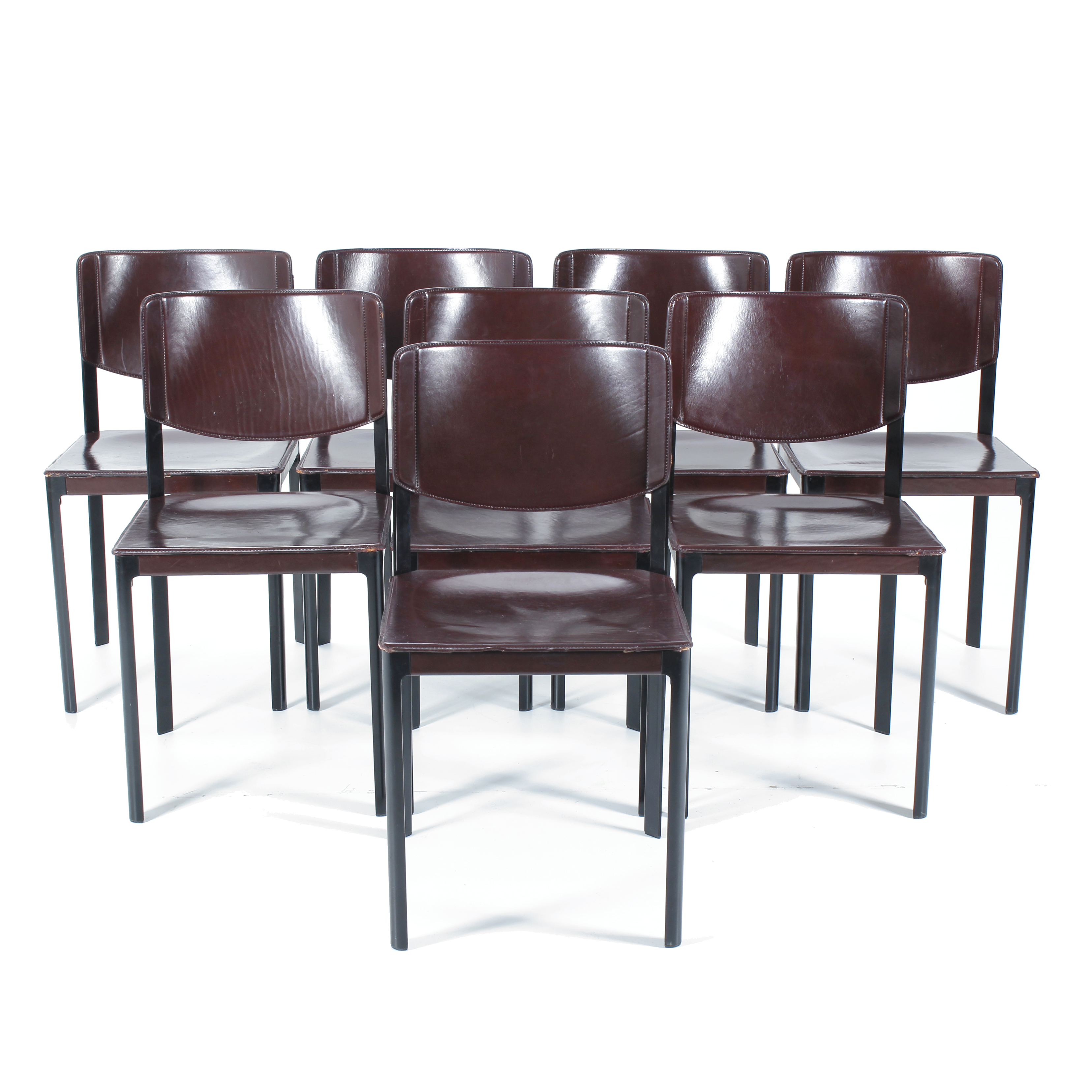 MATTÉO GRASSI (1927-2001). SET OF EIGHT DINING ROOM CHAIRS.