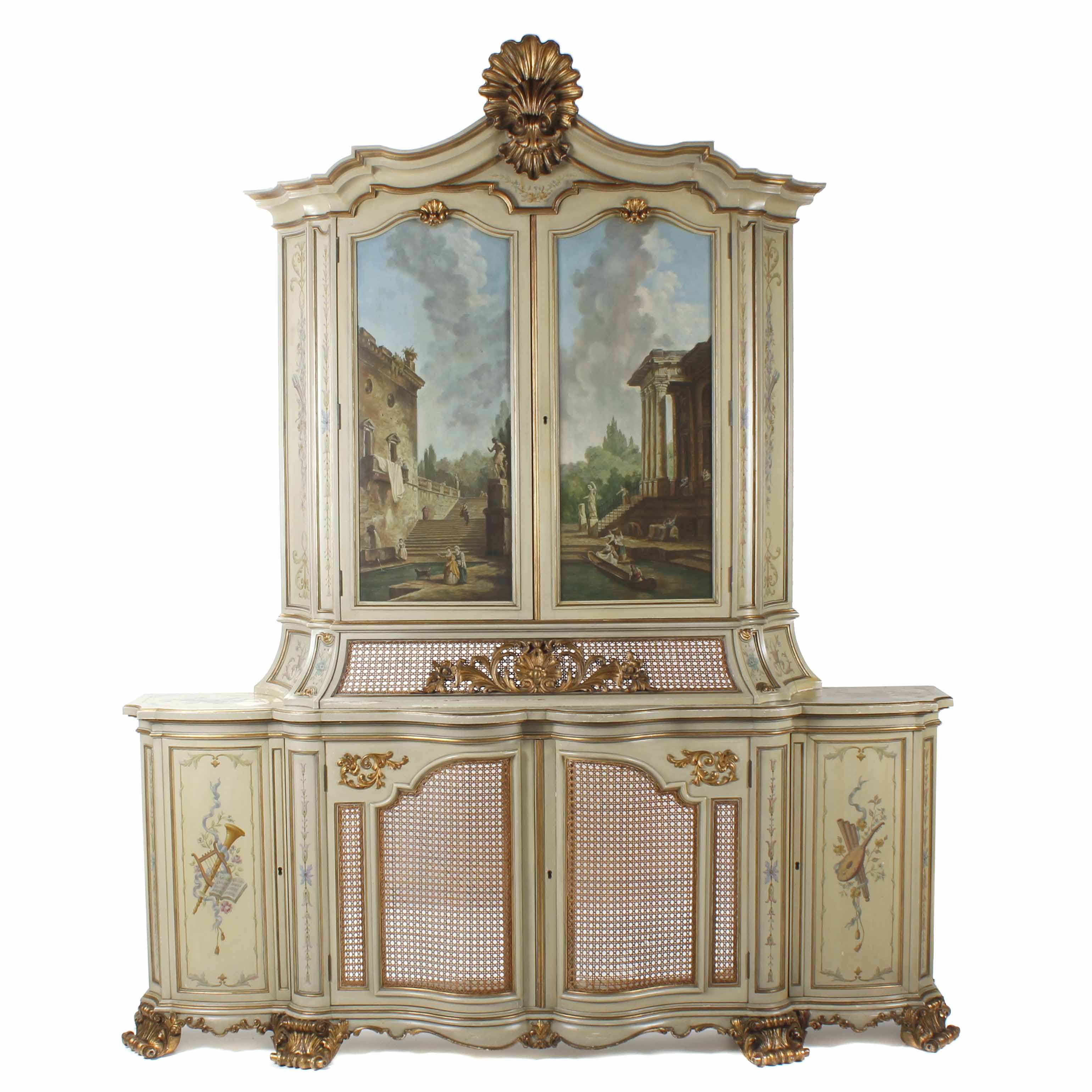 VENETIAN STYLE CABINET AND RADIATOR COVER, MID 20TH CENTURY.