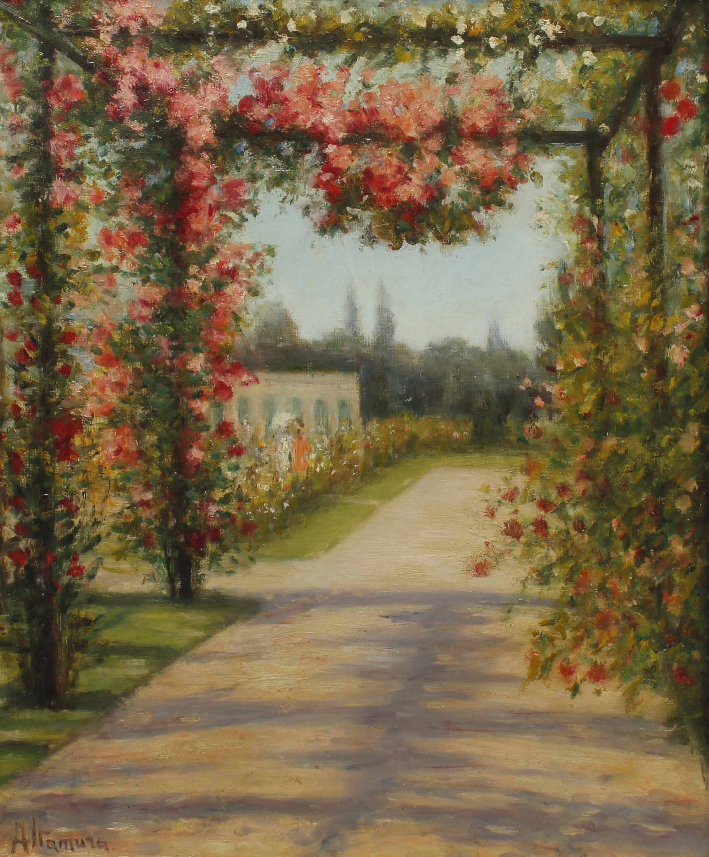 ALESSANDRO ALTAMURA (1855-1918).  "GARDEN WITH PERGOLA".