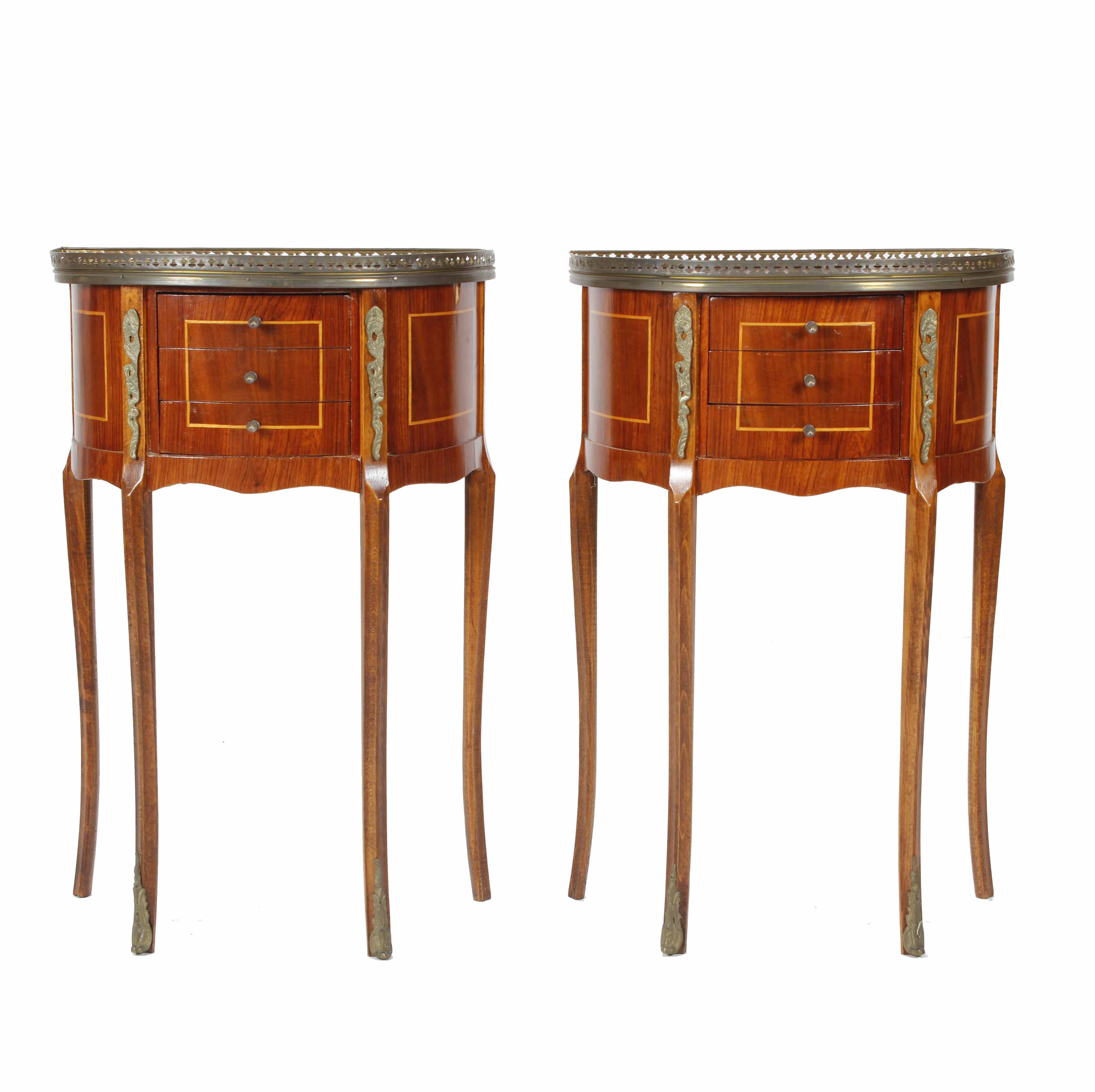 PAIR OF TRANSITION STYLE BEDSIDE TABLES, MID 20TH CENTURY.