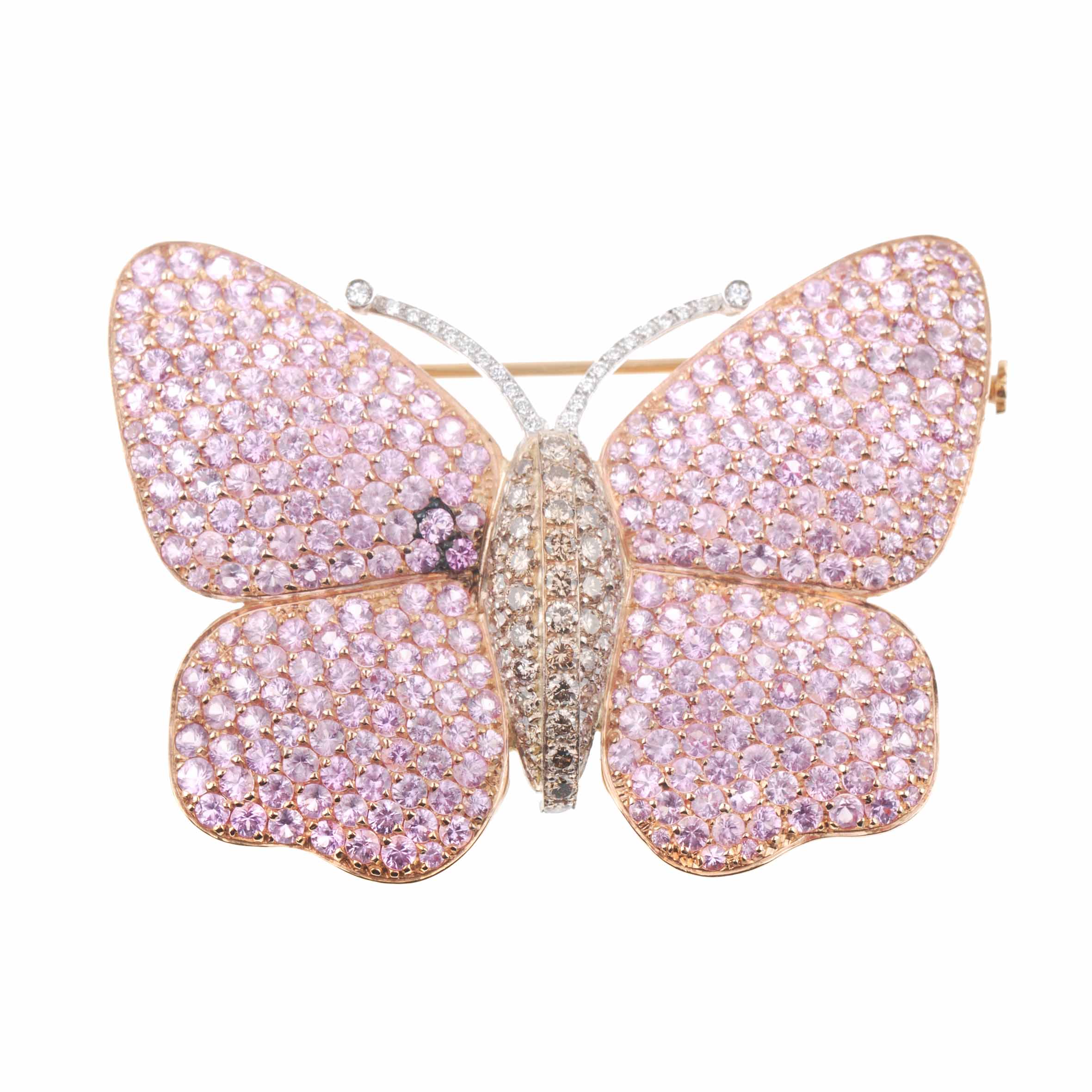 DIAMONDS AND SAPPHIRES BUTTERFLY BROOCH.