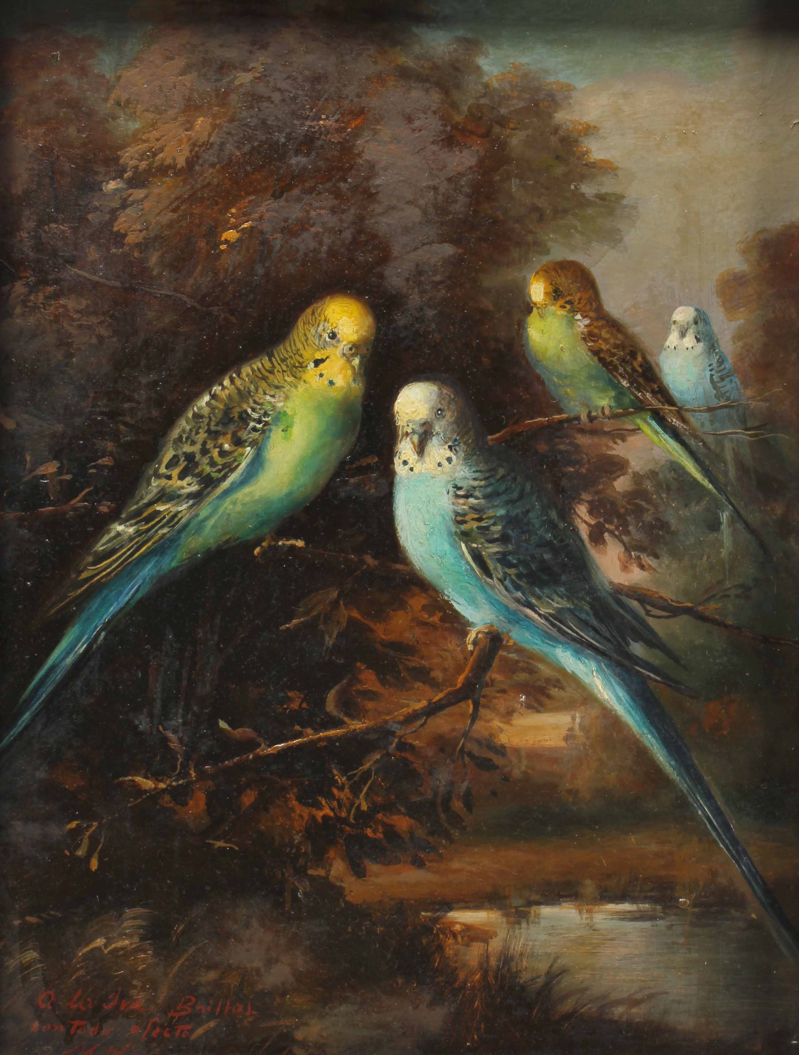 M. NAVARRO (20TH CENTURY). "PARAKEETS".