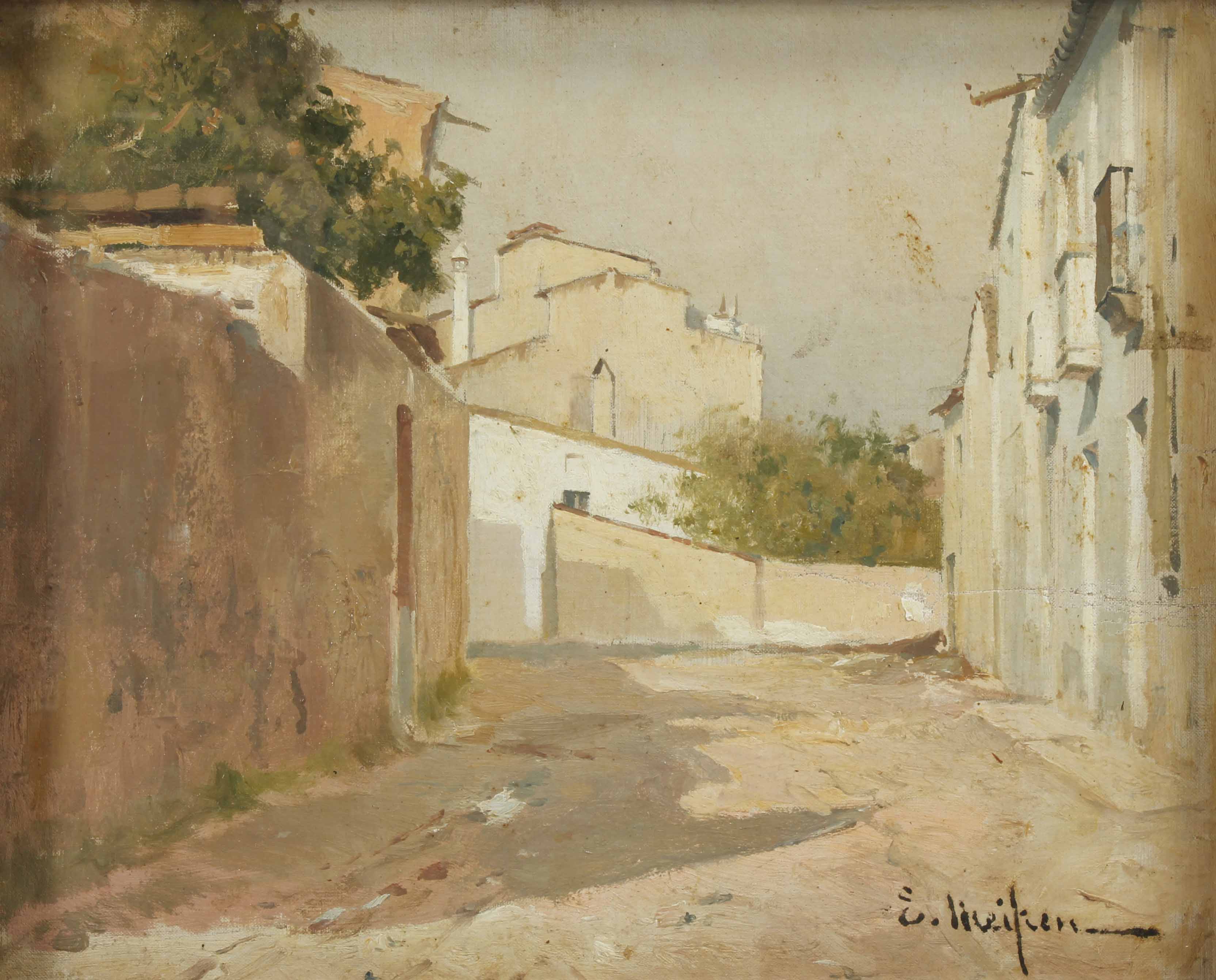 ELISEU MEIFRÉN ROIG (1859-1940). "VIEW OF A VILLAGE, PROBAB