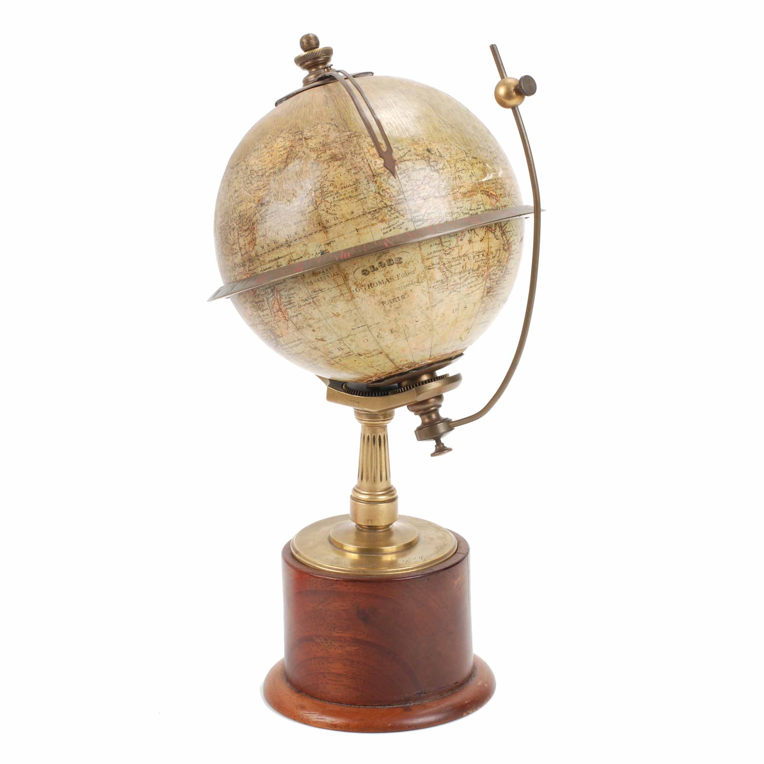 TABLE CLOCK WITH A GLOBE, PROBABLY BRAZILIAN, LATE 19TH CEN