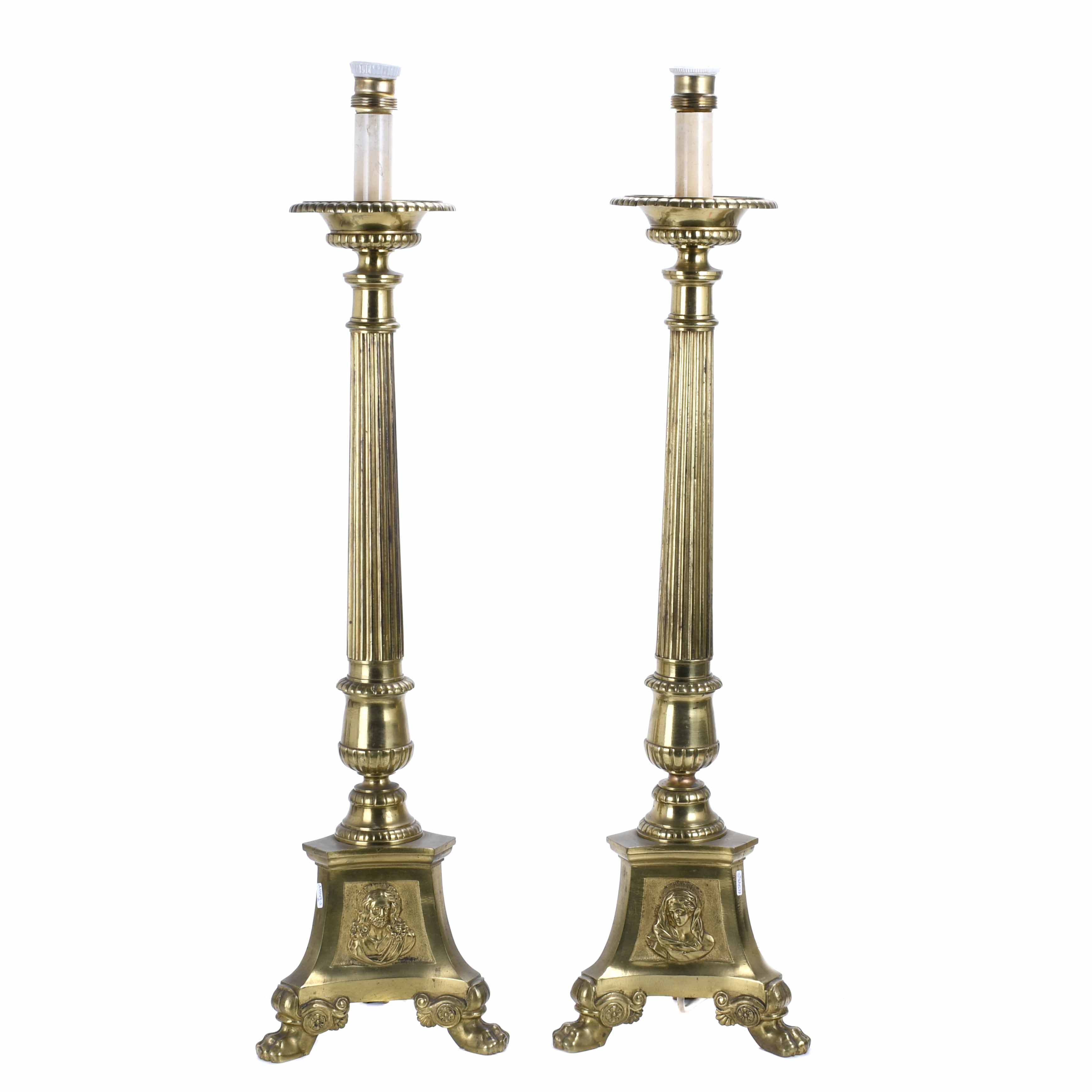 PAIR OF CHURCH CANDLESTICKS, LATE 19TH CENTURY-EARLY 20TH C