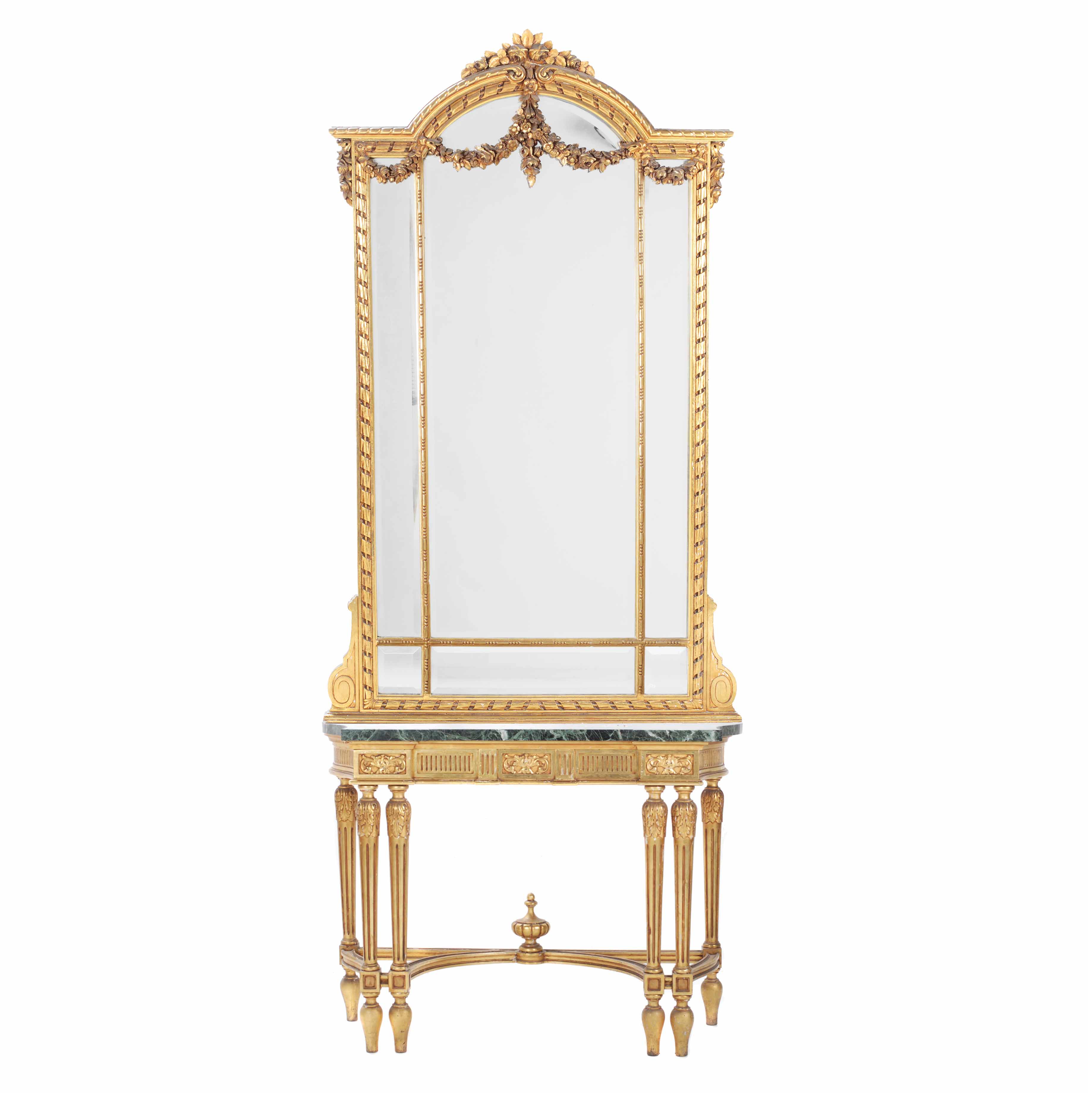 LOUIS XVI STYLE CONSOLE WITH MIRROR, FIRST HALF 20TH CENTUR