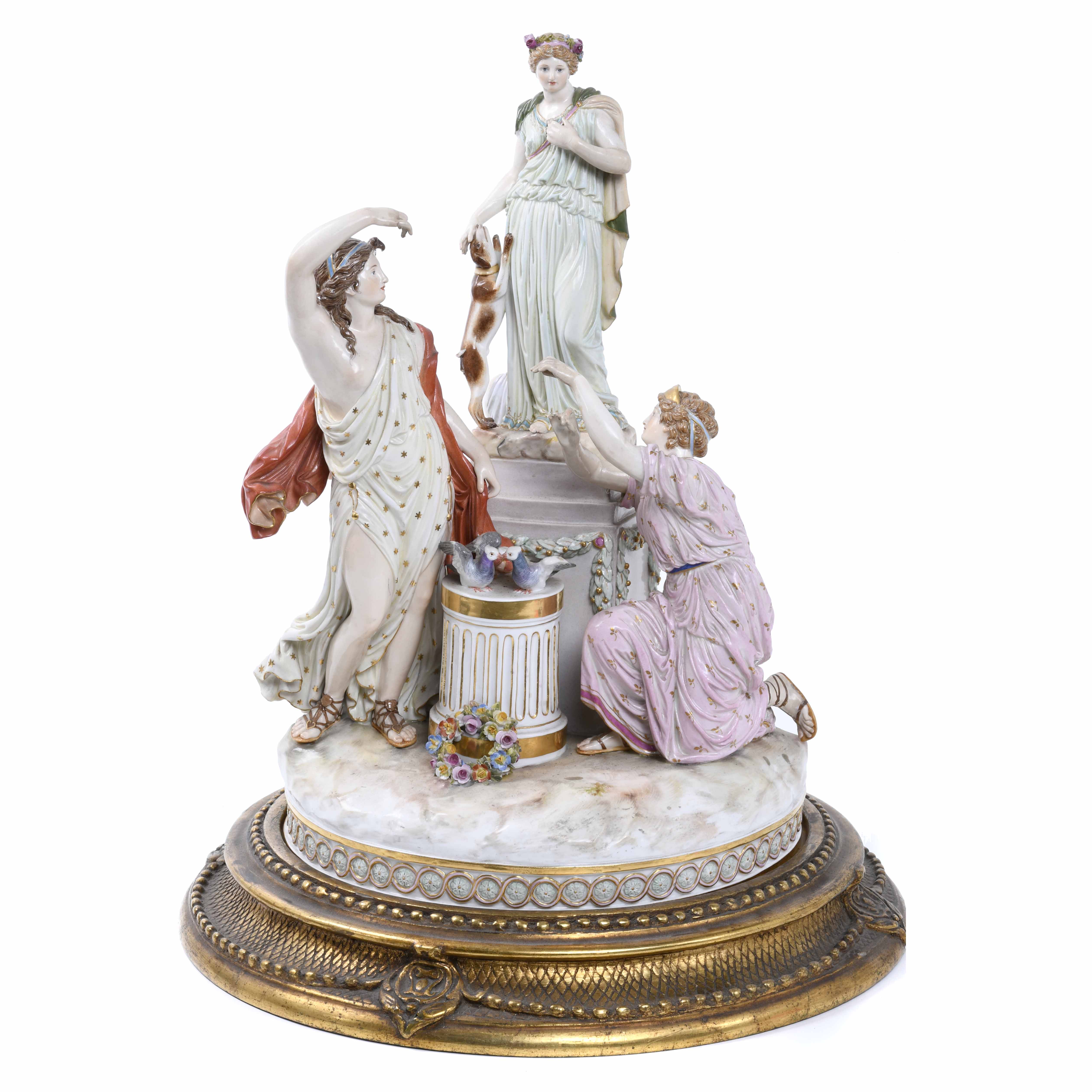 MEISSEN. LARGE GERMAN DECORATIVE CENTREPIECE WITH MYTHOLOGI