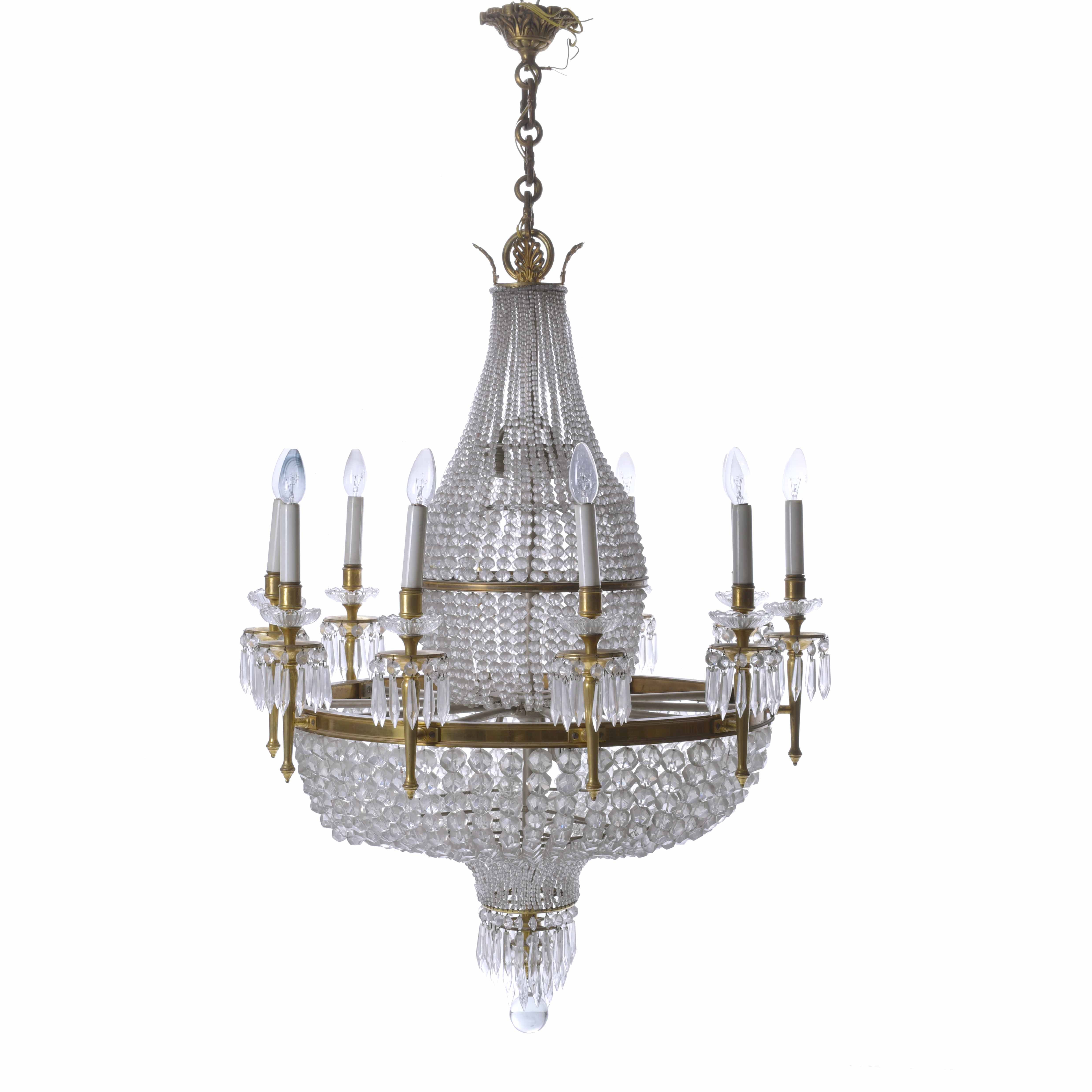 LARGE SPANISH EMPIRE STYLE CEILING LAMP, FIRST HALF OF THE 