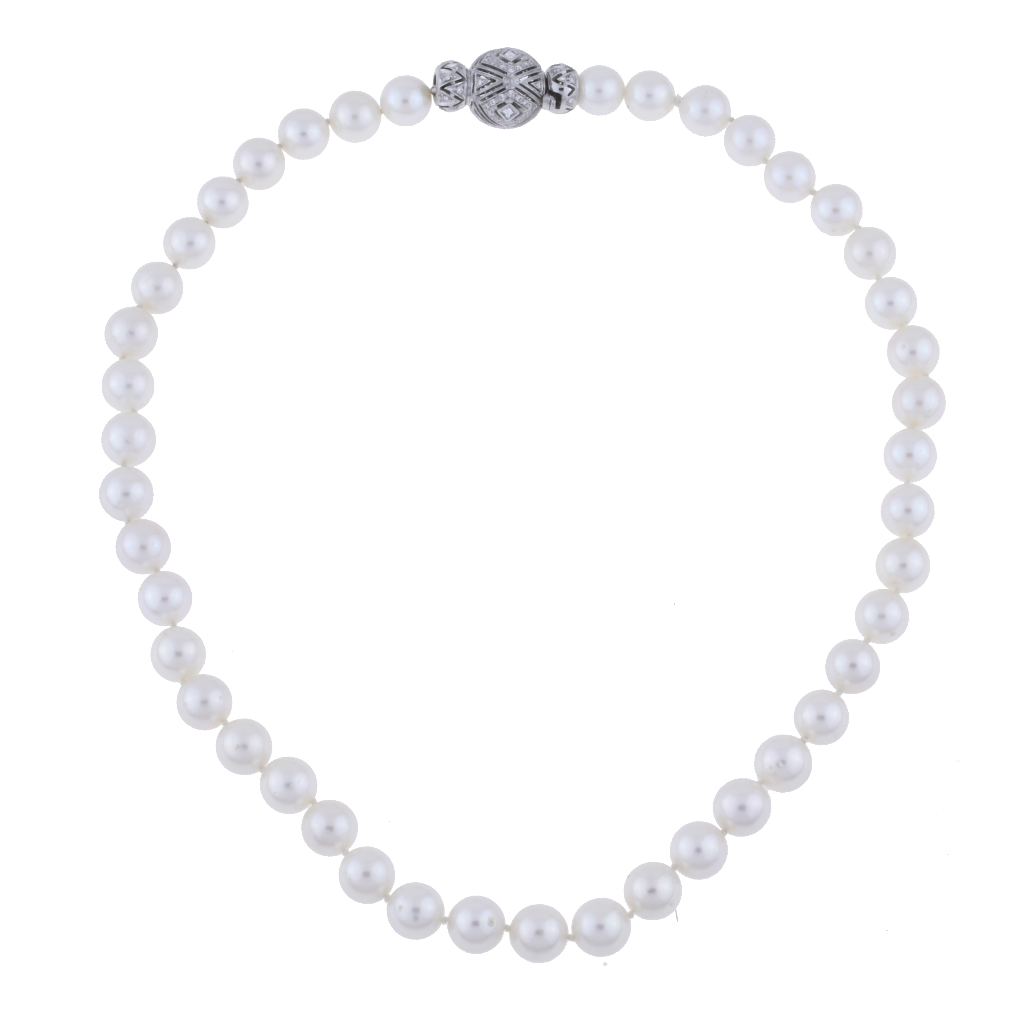 PEARLS NECKLACE WITH DIAMONDS CLASP.