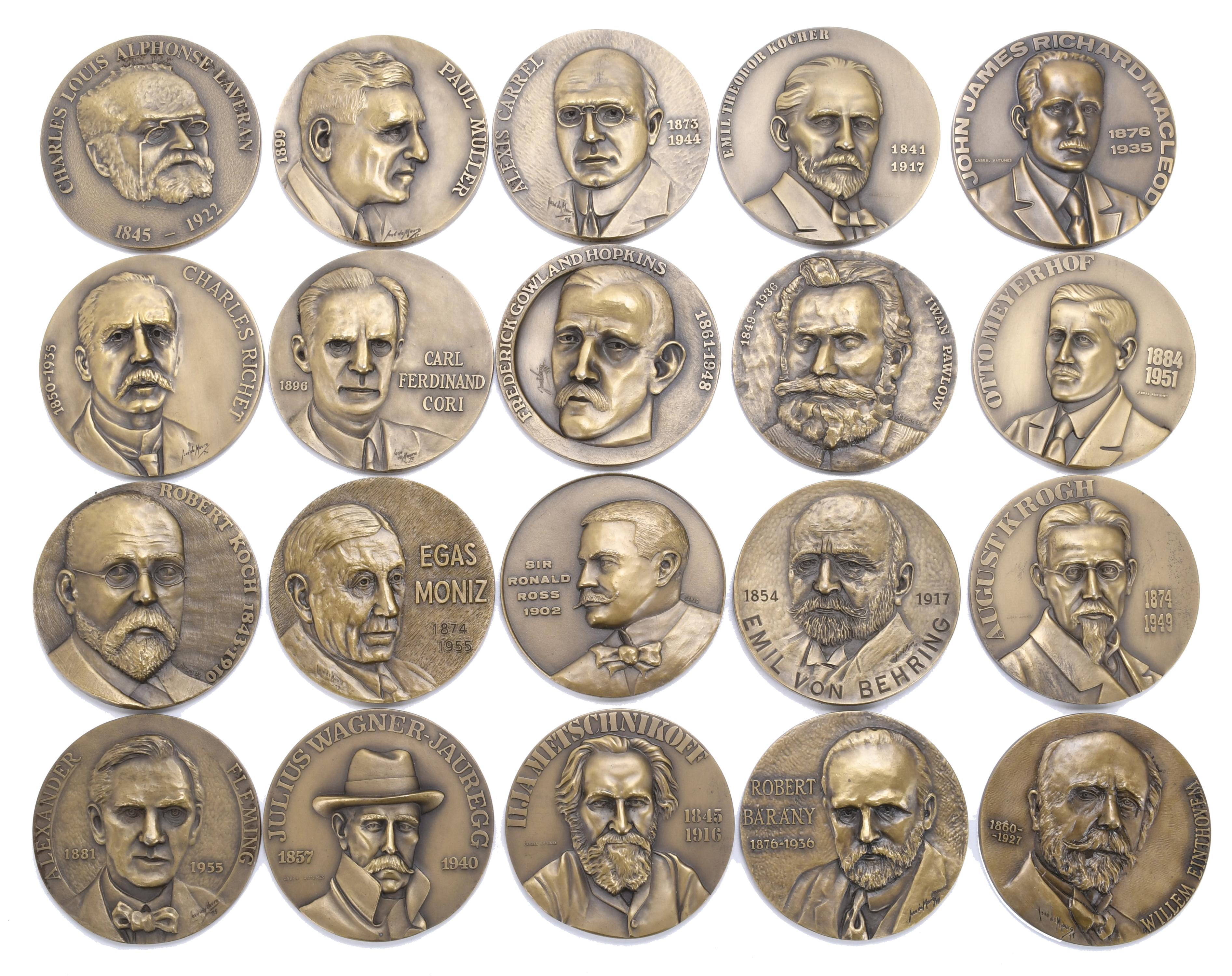 SET OF TWENTY COMMEMORATIVE MEDALLIONS DEDICATED TO THE NOB