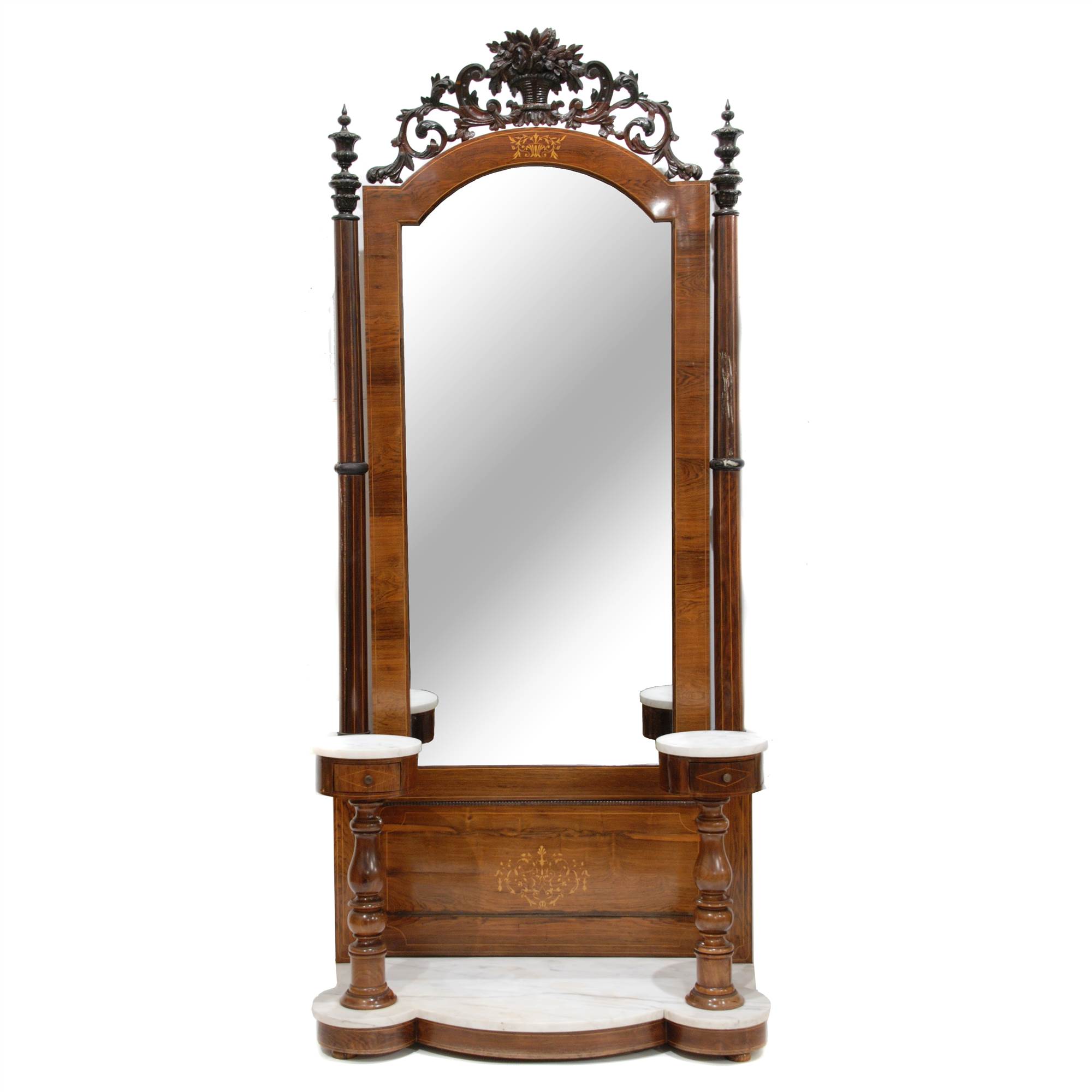 LARGE ELIZABETHAN "PSIQUÉ-TRÈMOL" MIRROR, 19TH CENTURY.