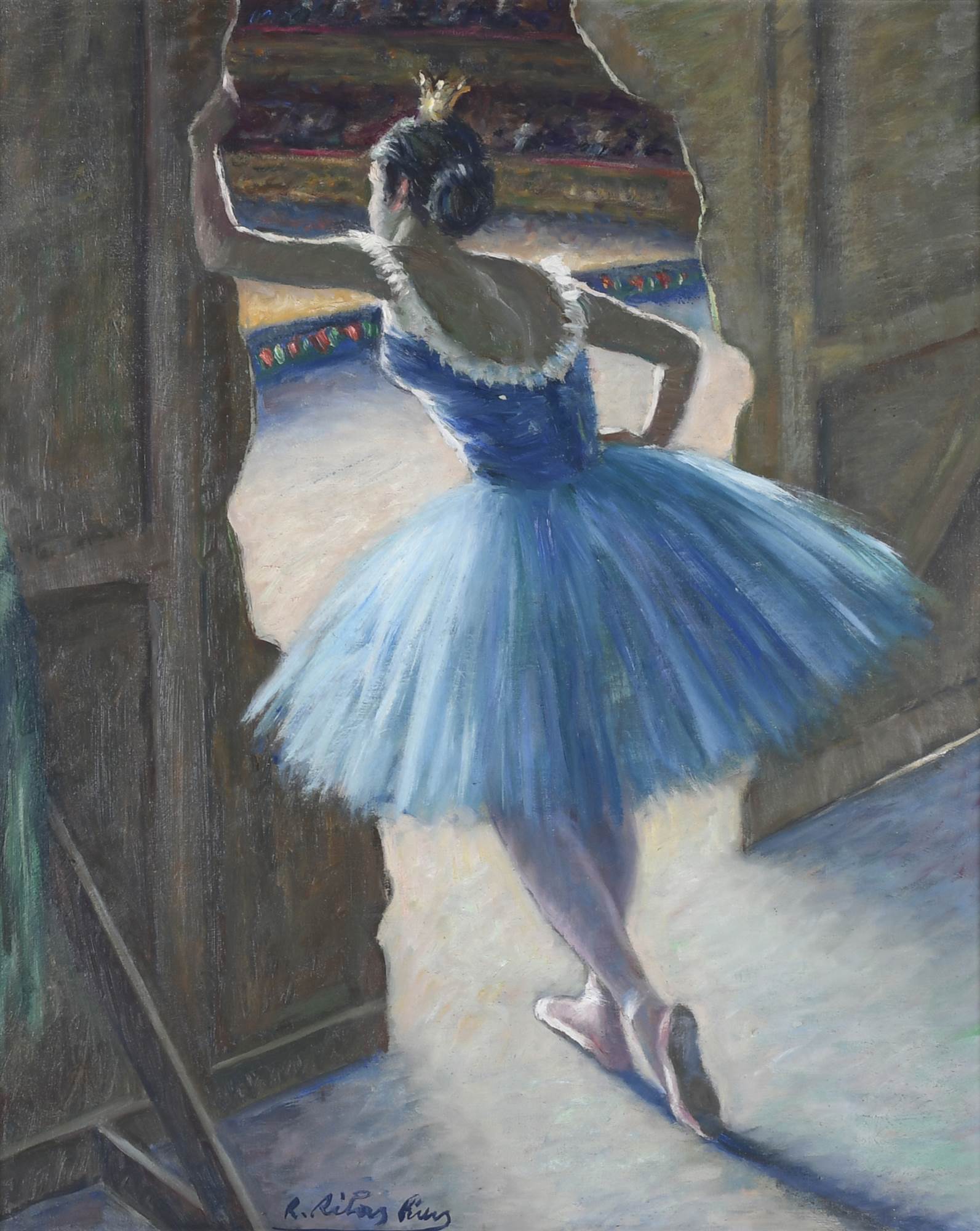 RAMON RIBAS RIUS (1903 - 1983). "DANCER AT THE BACKSTAGE".