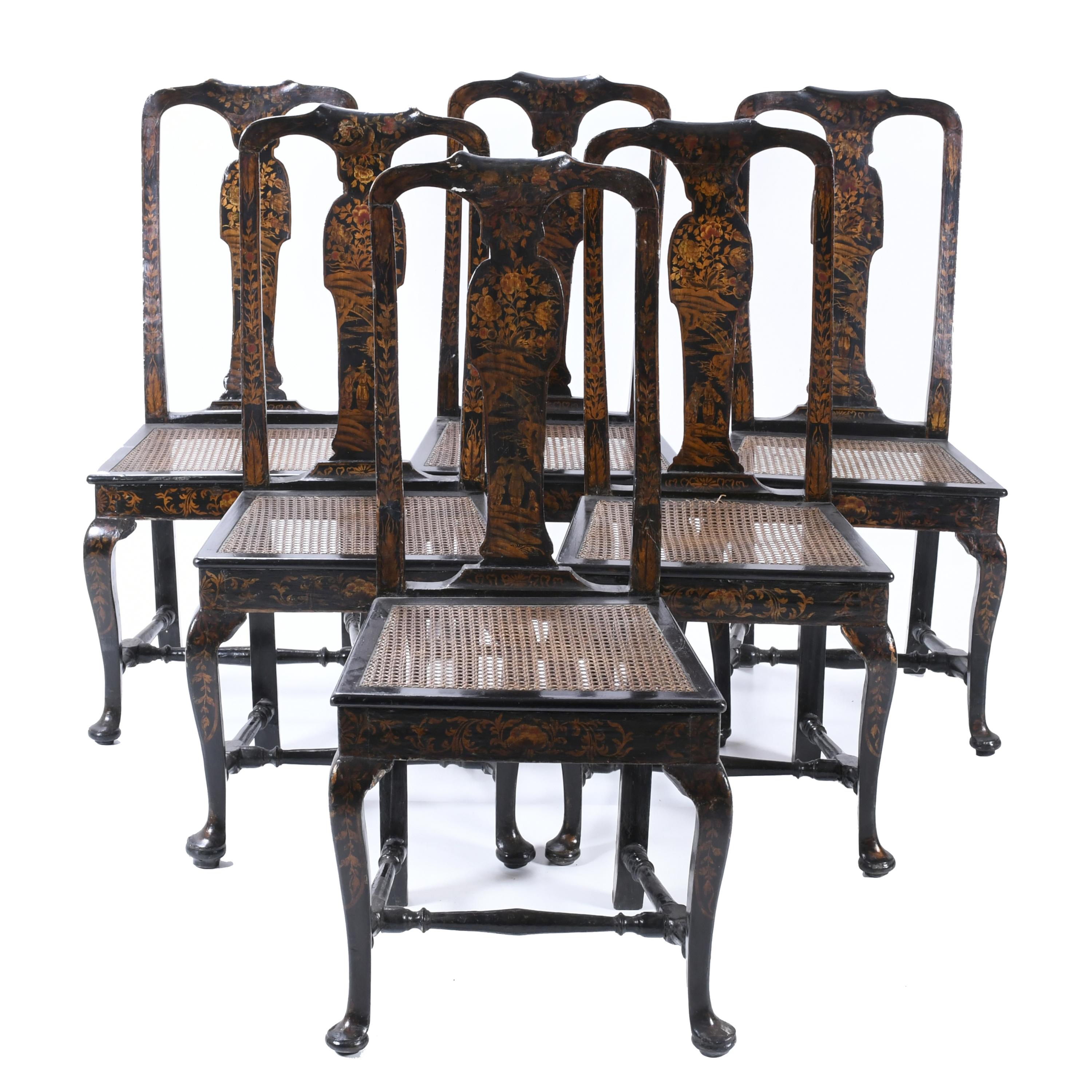 SET OF SIX QUEEN ANNE STYLE CHAIRS, LATE 18TH CENTURY- EARL