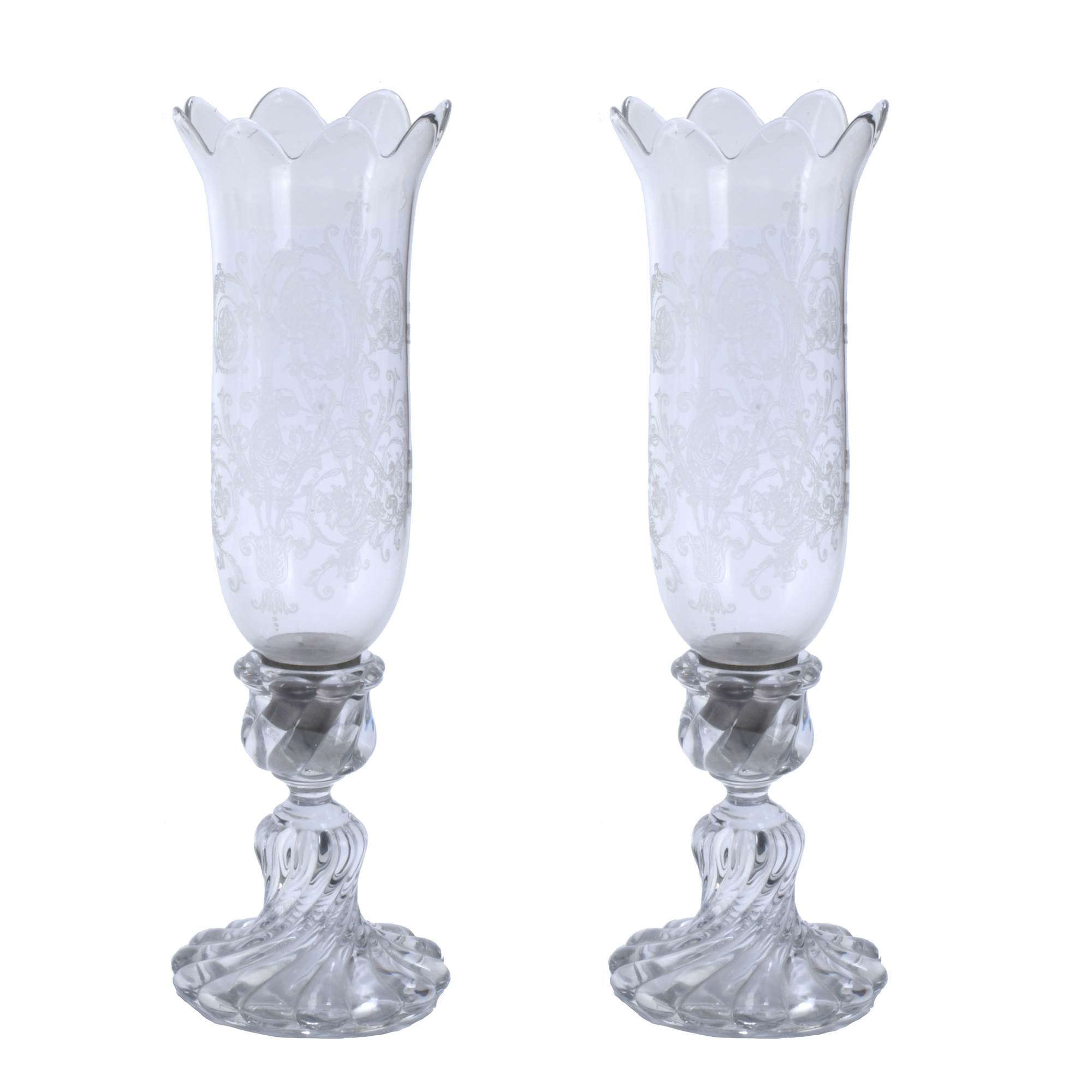 PAIR OF FRENCH BACCARAT CANDLESTICKS, 20TH CENTURY.