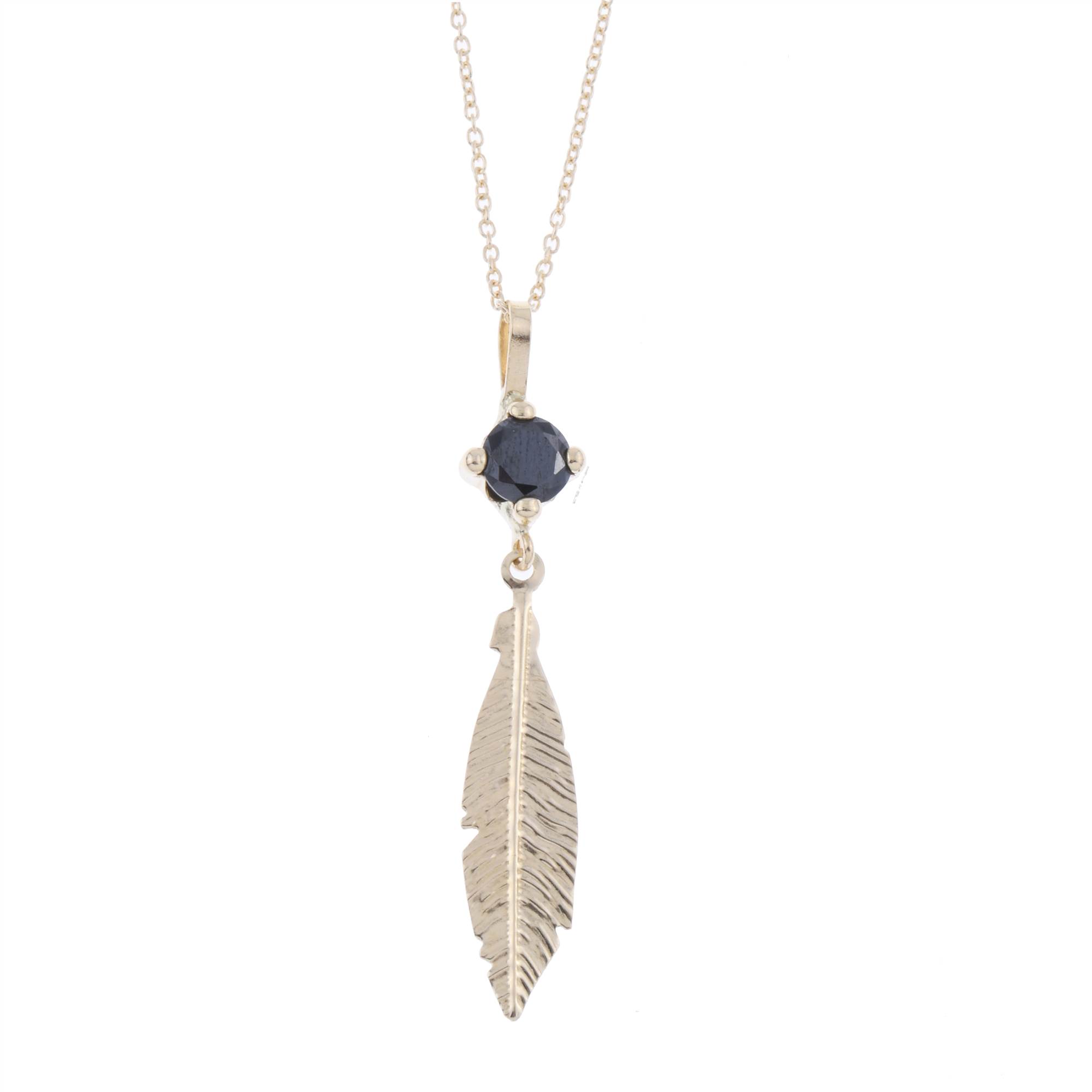 GOLD FEATHER PENDANT.