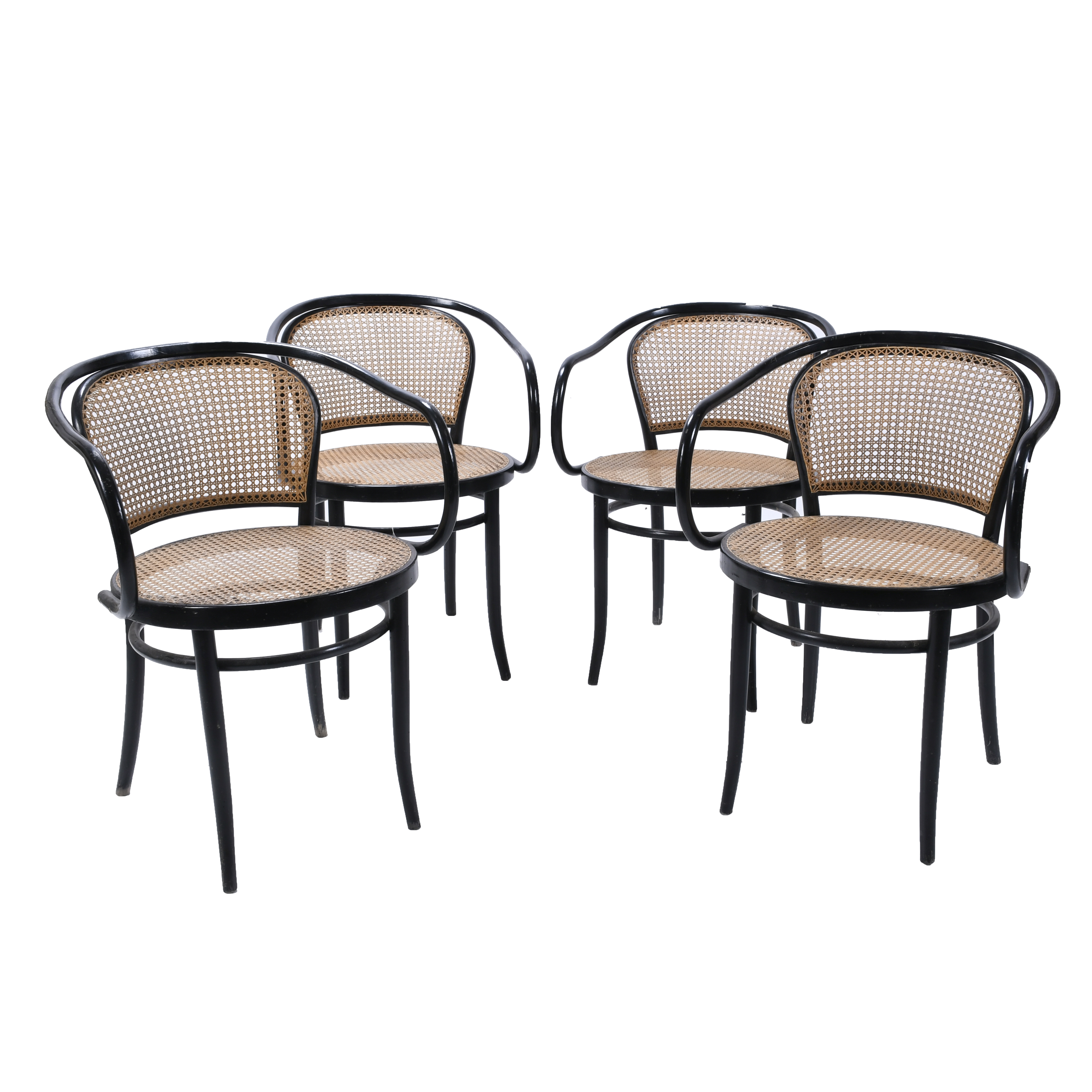 AUGUST THONET (1859-1910). SET OF FOUR B9 CHAIRS WITH ARMCH