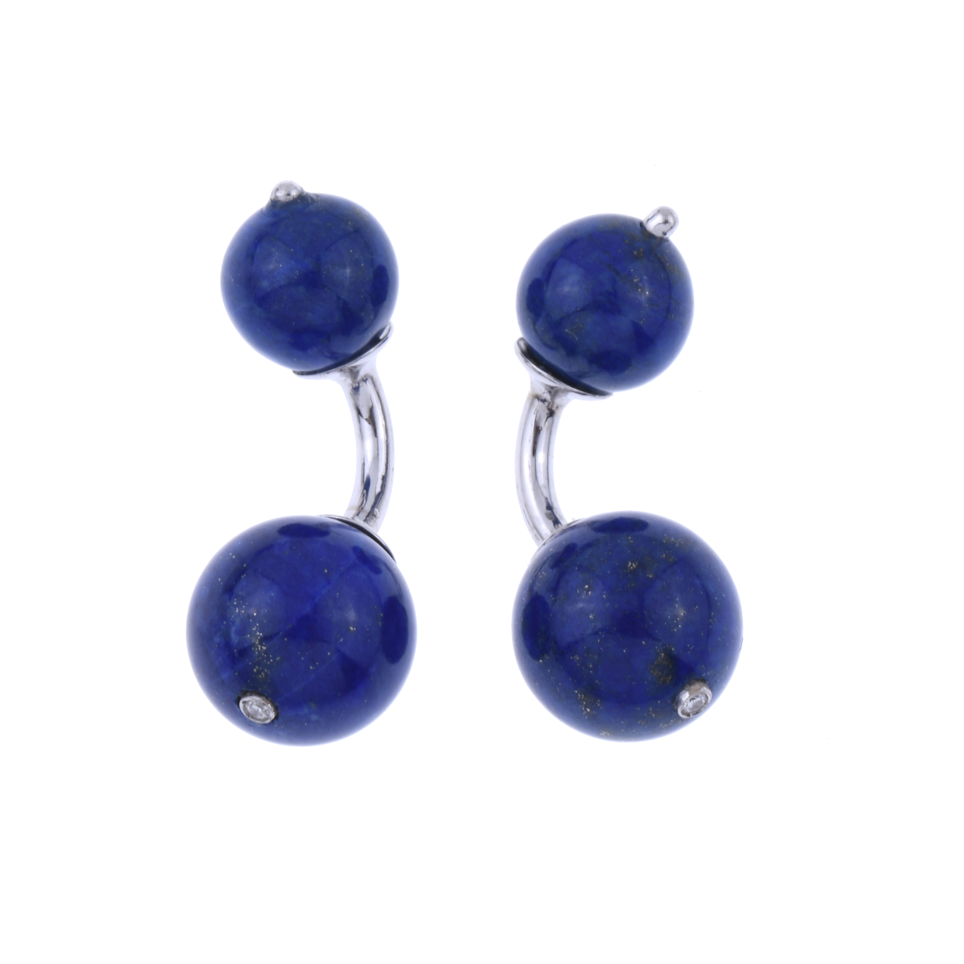 LAPIS LAZULI AND DIAMONDS CUFFLINKS.